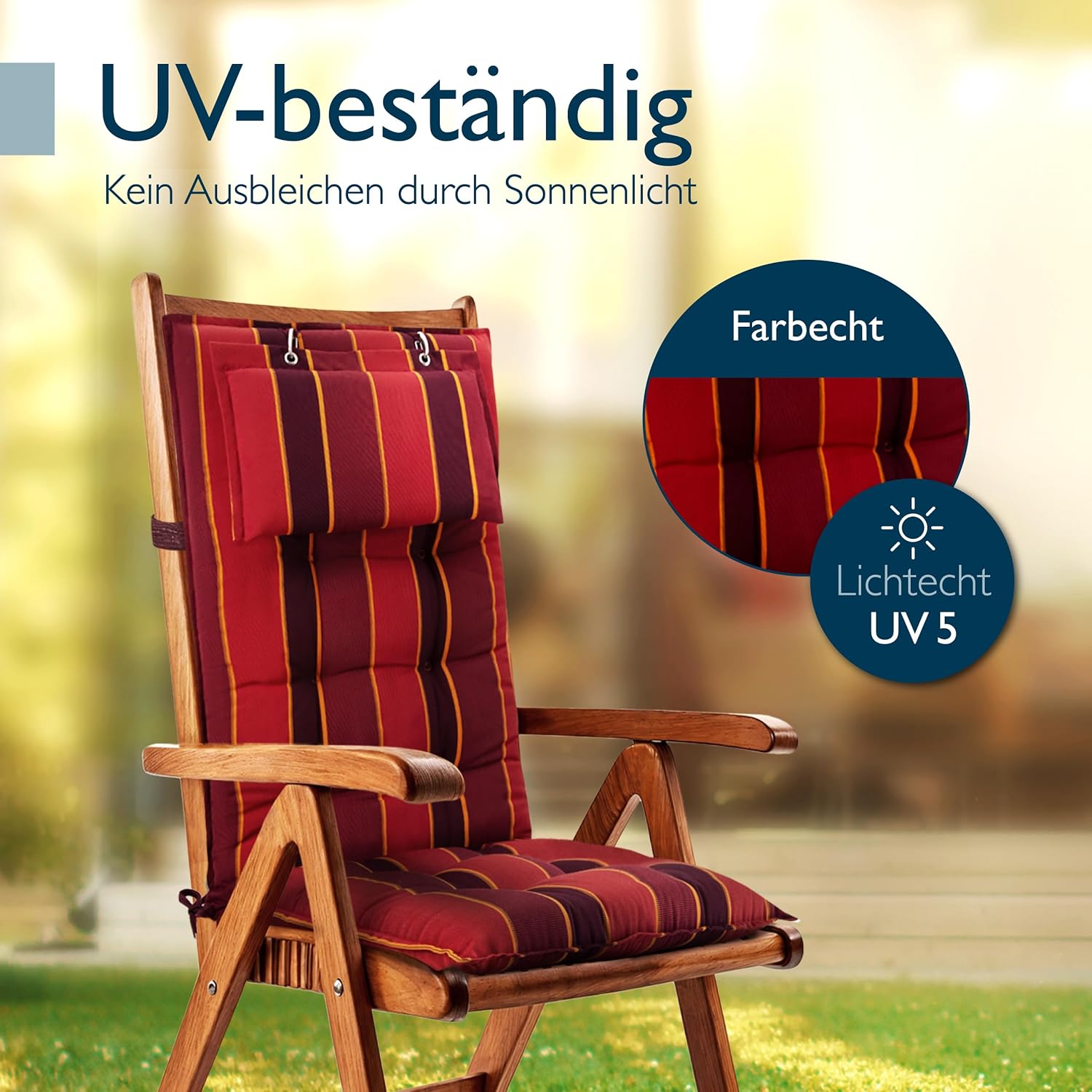 Thumbnail 6 de Beautissu 5er Set Premium Hochlehner Auflage Kopfpolster 120x50 cm Sun-HL – 8 cm Polster, rutschfest, UV-beständig