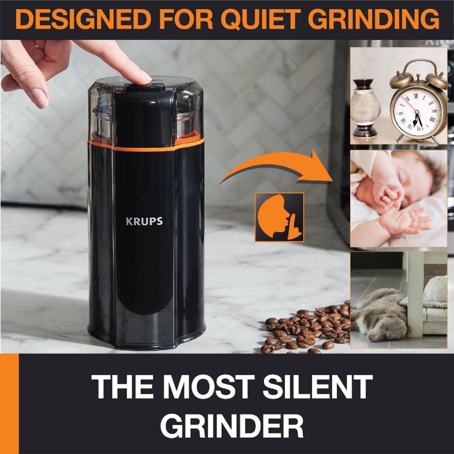 Detalle 2 de KRUPS Silent Vortex Electric Coffee Grinder: 3 oz, 5x Quieter, 175W – Coffee, Spices & Herbs