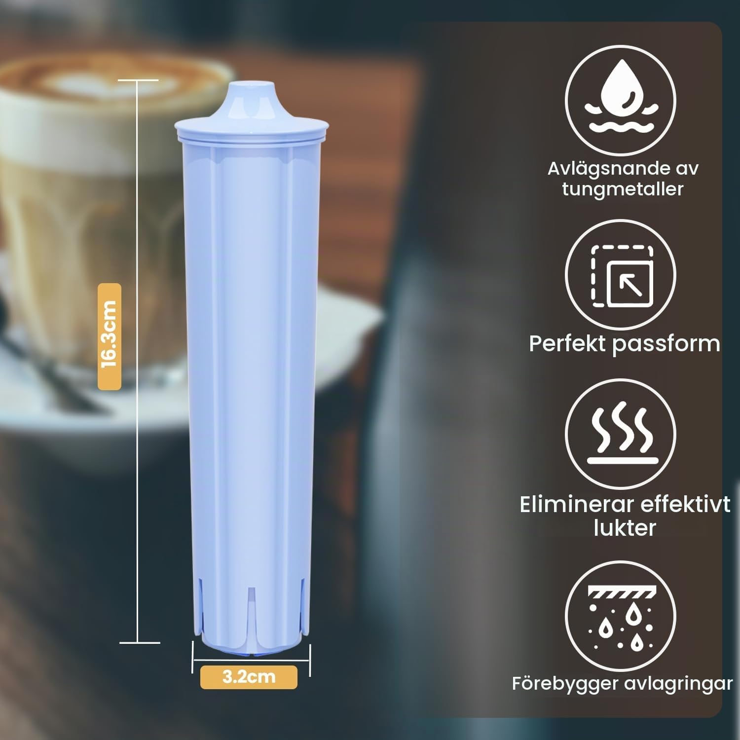 Detalle de EVERSPRING ES-CMF001-4PACK vattenfilter för Jura, aktivt kol, 4-pack