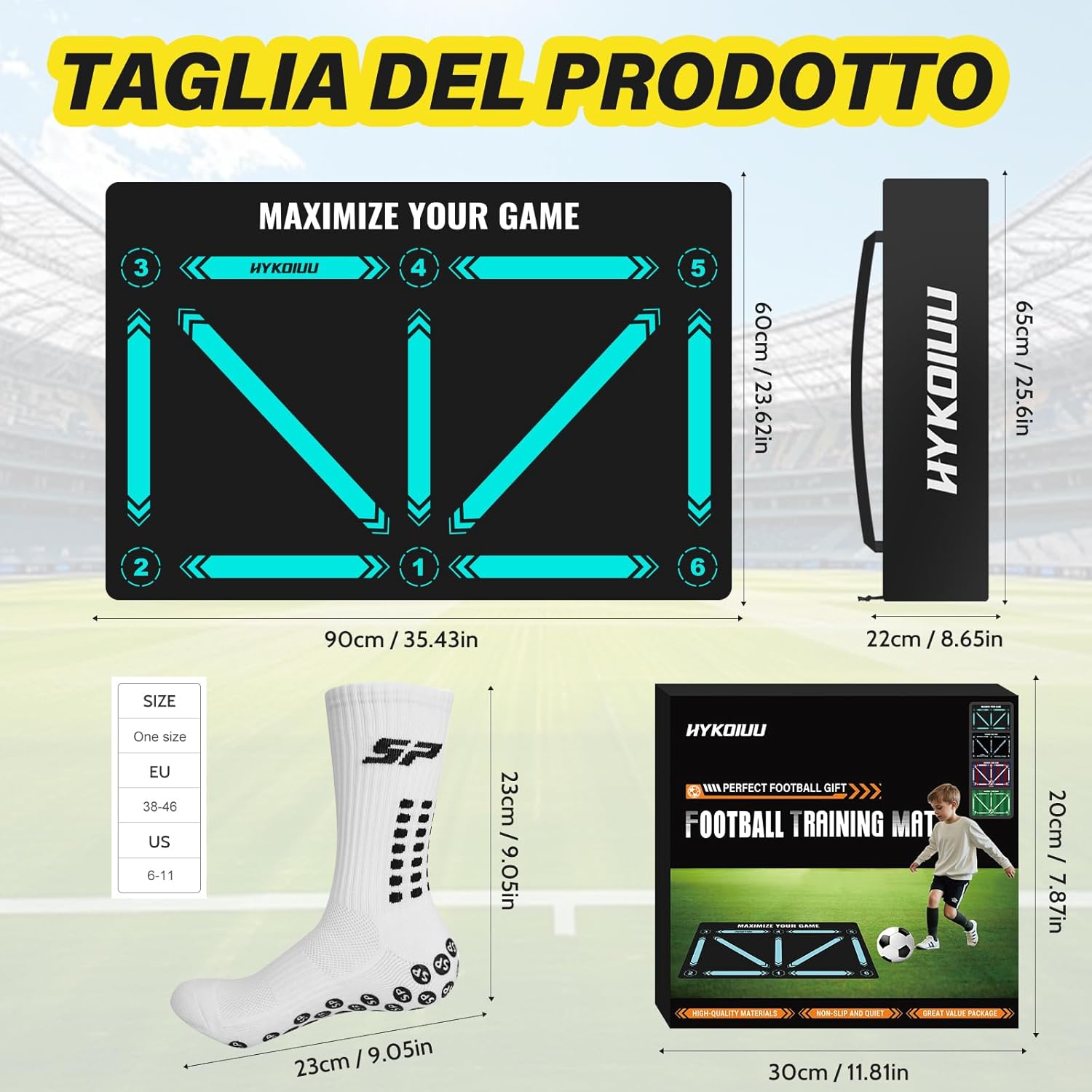 Thumbnail 1 de Tappeto Calcio Allenamento con Video di Allenamento e Calzini Antiscivolo 90×60 cm