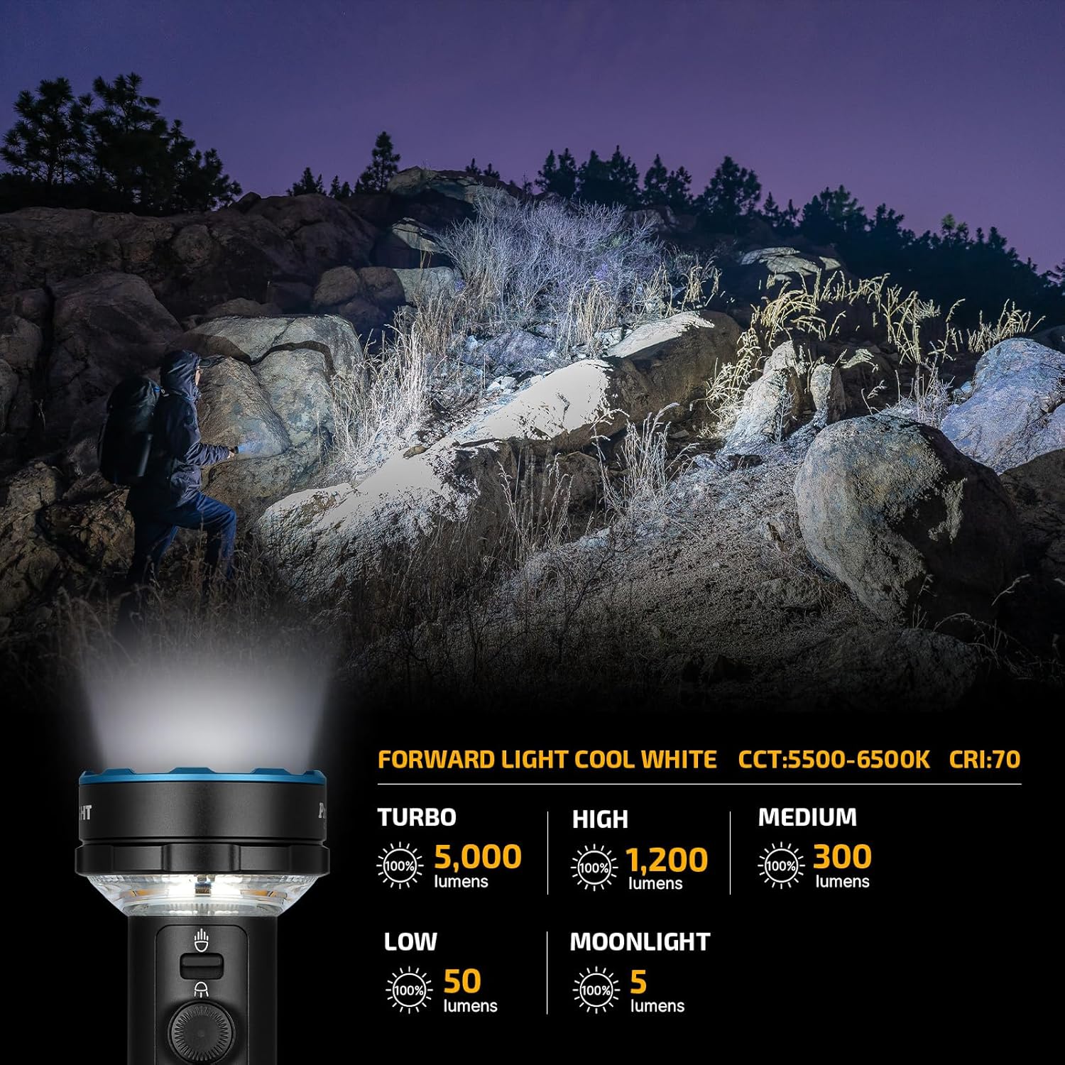 Thumbnail 2 de OLIGHT O-PROWESS-300000 Rechargeable Flashlight, 5,000 Lumens, Dual Lighting