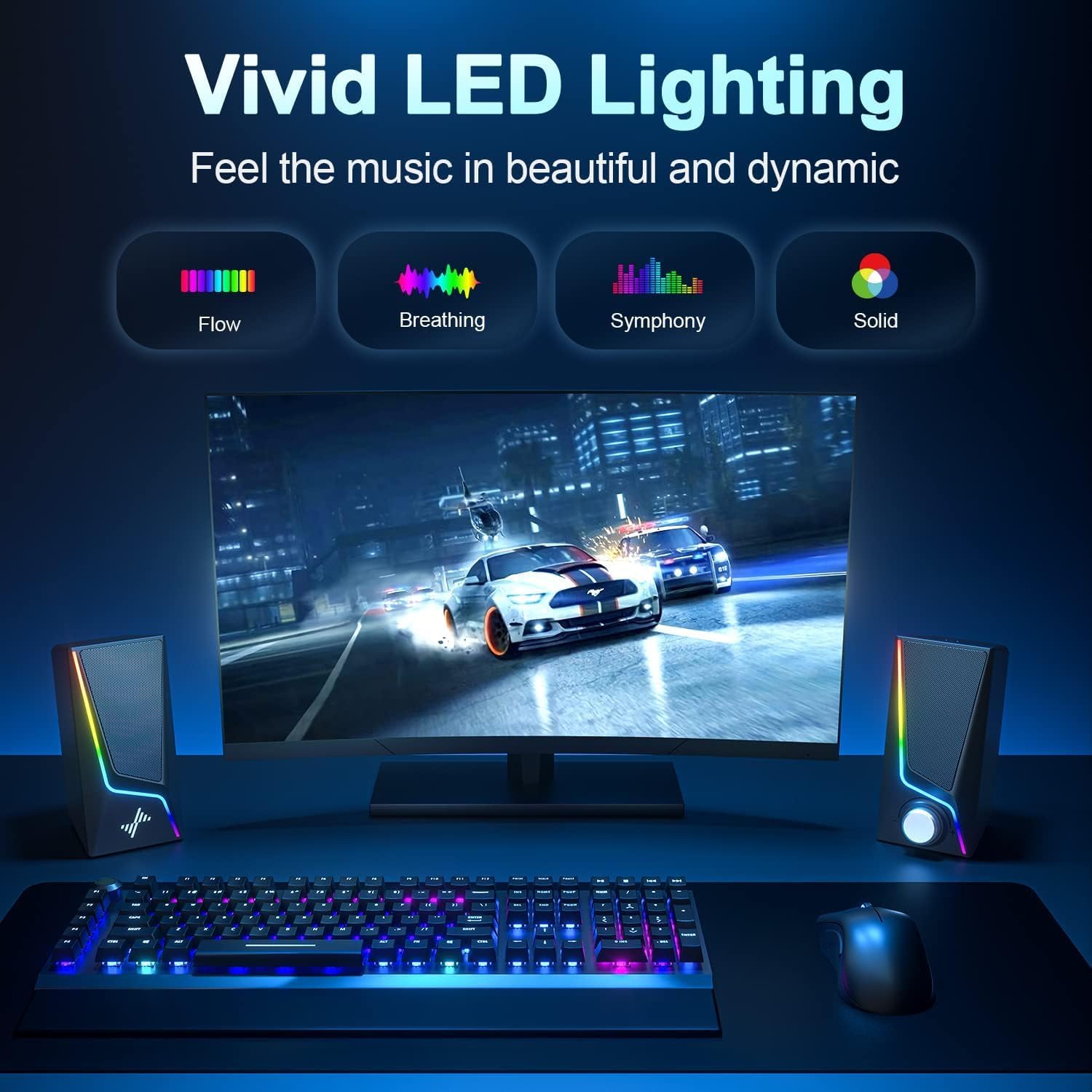 Thumbnail 3 de Nylavee Desktop Computer Speakers with RGB Lighting and Bass Boost