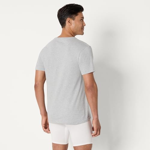 Detalle de Amazon Essentials Magliette Intime Girocollo Uomo – 6 pezzi, taglia M, medio grigio mélangé/bianco