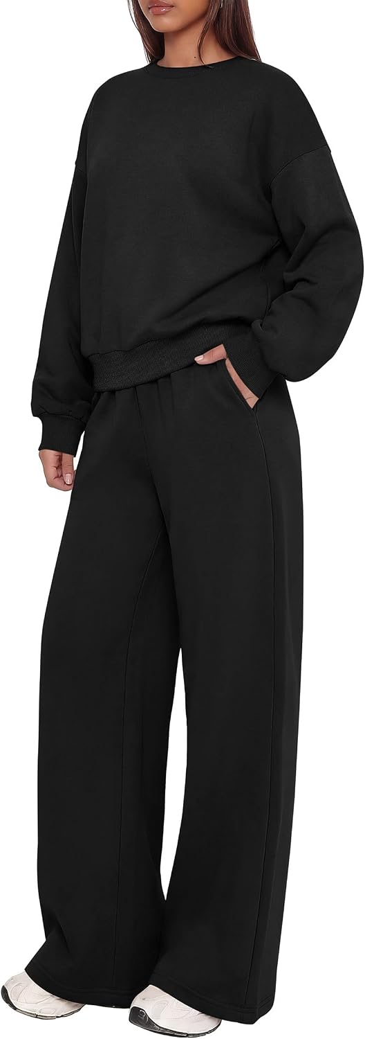 Thumbnail 4 de PRETTYGARDEN Women's Two-Piece Lounge Set with Fleece Interior and Wide-Leg Pants