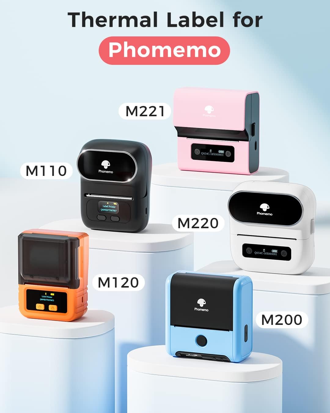 Detalle 2 de Phomemo 3 Rolls M110 Label (1.18" x 0.79" / 30x20mm) Self-Adhesive Thermal Labels for M110 & more