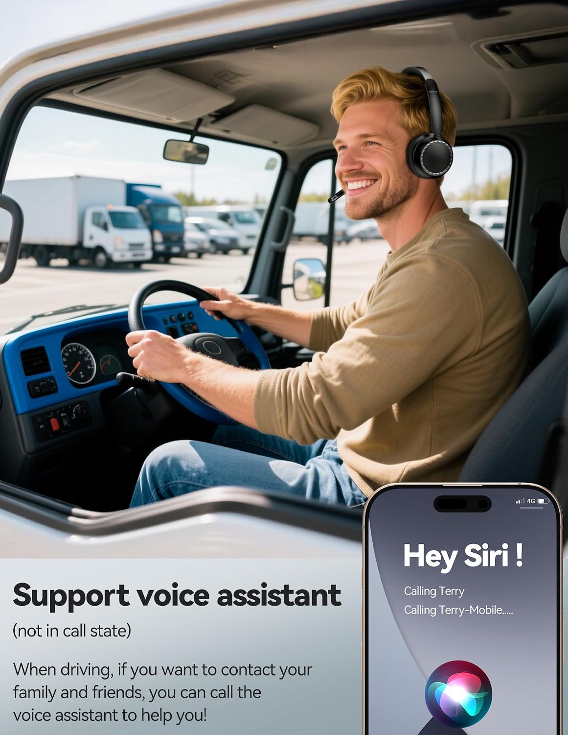 Thumbnail 6 de TECKNET TK-HS016 Bluetooth Headset with AI Noise-Cancelling Mic and Charging Stand