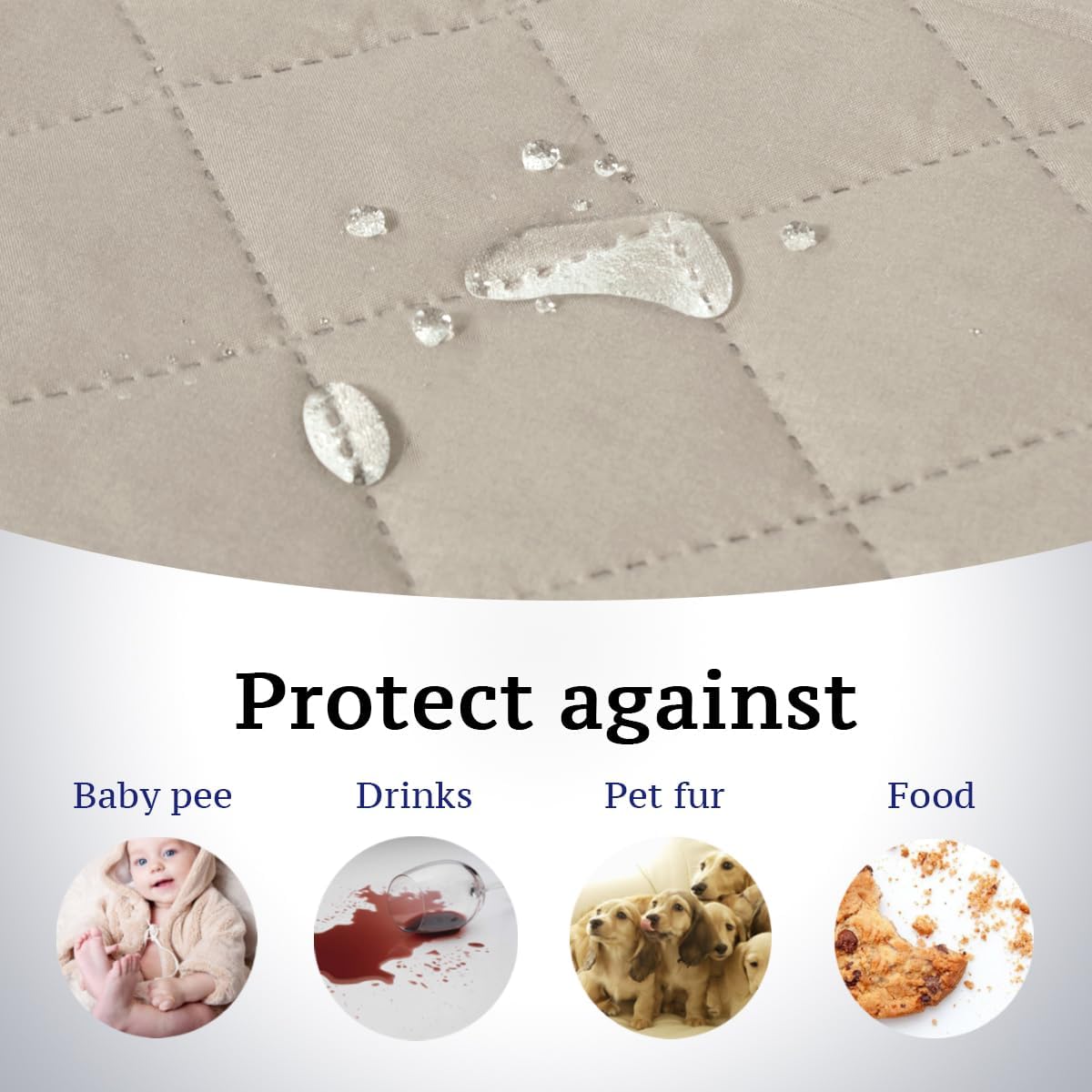 Detalle 1 de H.VERSAILTEX 66" Sofa Protector, Reversible Quilted, Water-Repellent, Pale Oak