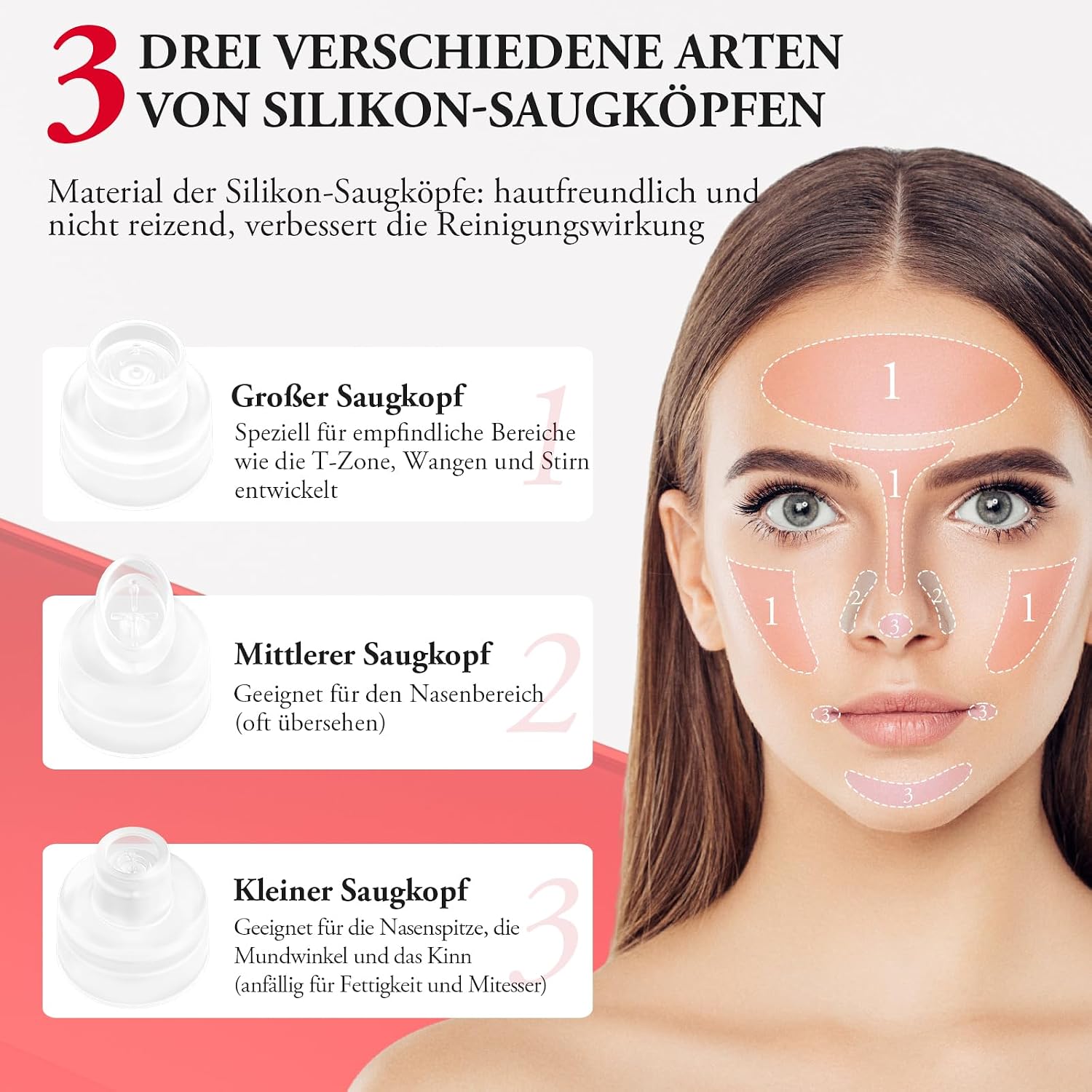 Thumbnail 6 de ANLAN 2 in 1 Mitesserentferner Porenreiniger Gesicht – 3 Modi, 3 Saugköpfe, Wasser-Sauerstoff-Technologie
