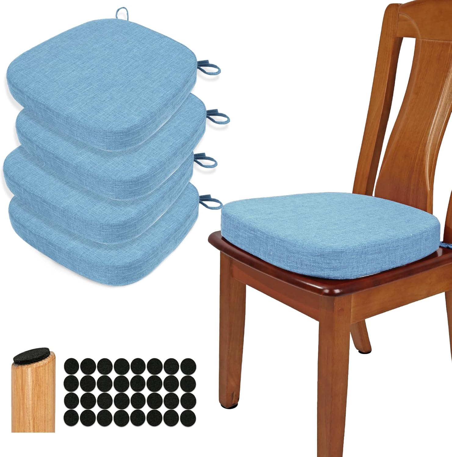Thumbnail 6 de BUYUE Thickened 2.5" U-Shape Dining Chair Cushion (Dark Gray) with High-Density Foam & Slip-Resistant Base