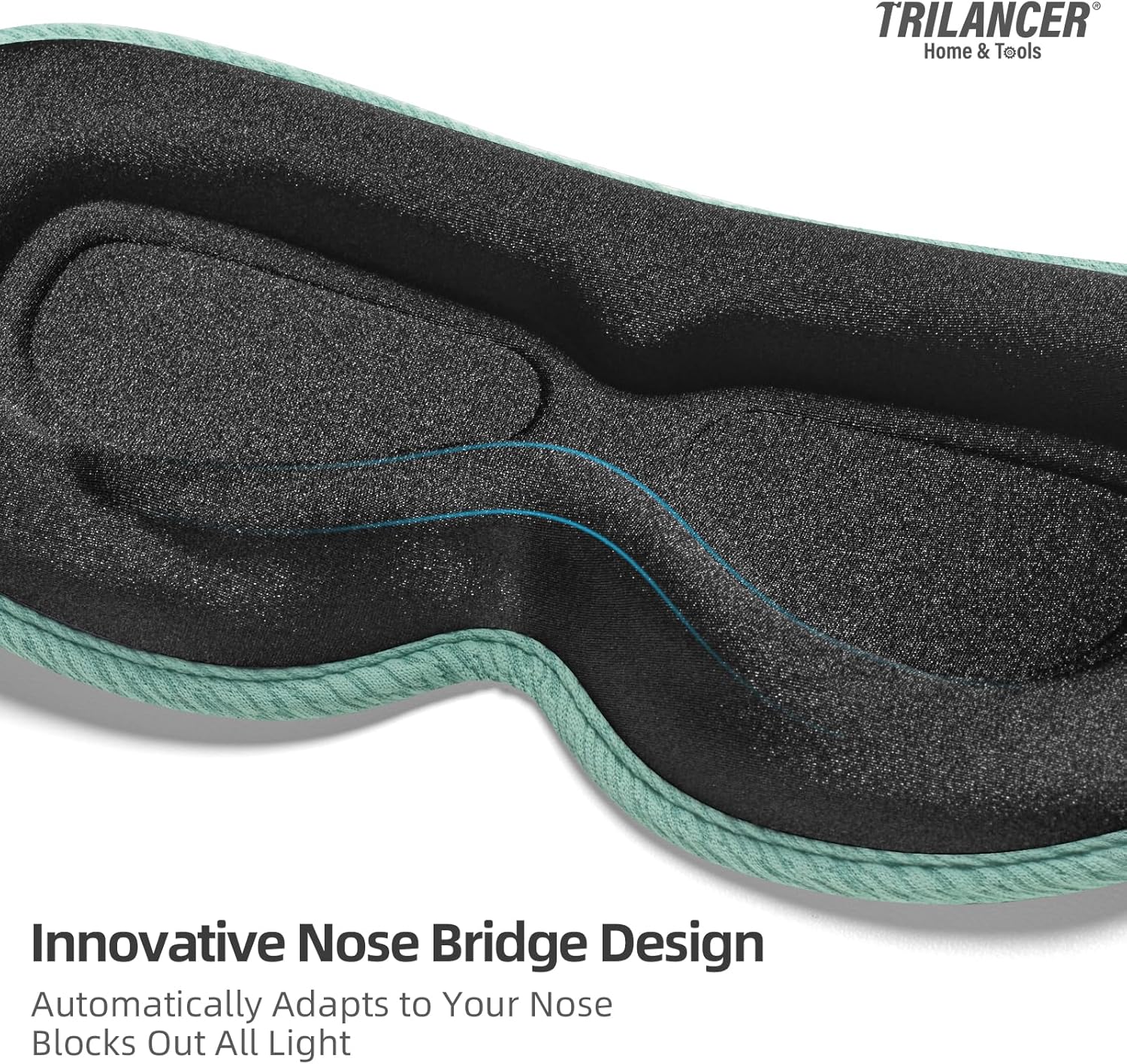 Detalle de 2026 Trilancer 3D Light-Blocking Sleep Mask (Lake Green) – Comfortable, Eye-Friendly, 2-Year Support