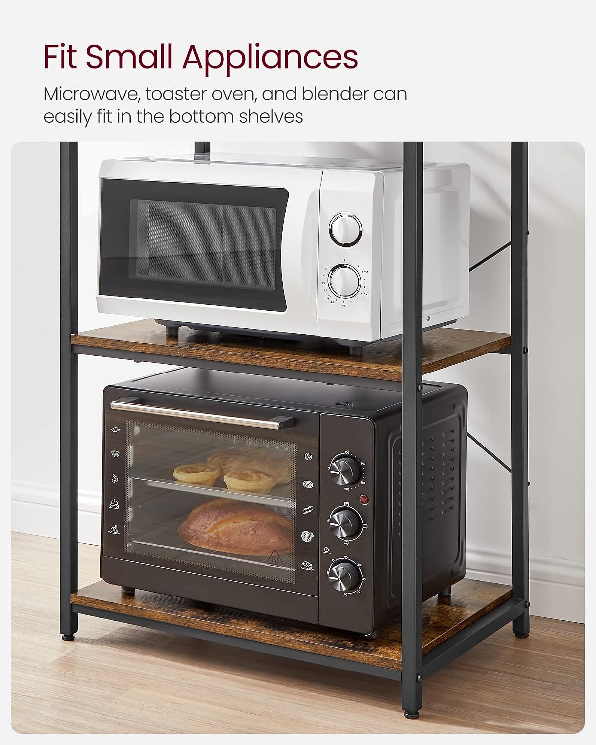 Thumbnail 6 de VASAGLE BARNET KKS024B01 6-Tier Kitchen Rack with Adjustable Shelf and Hooks