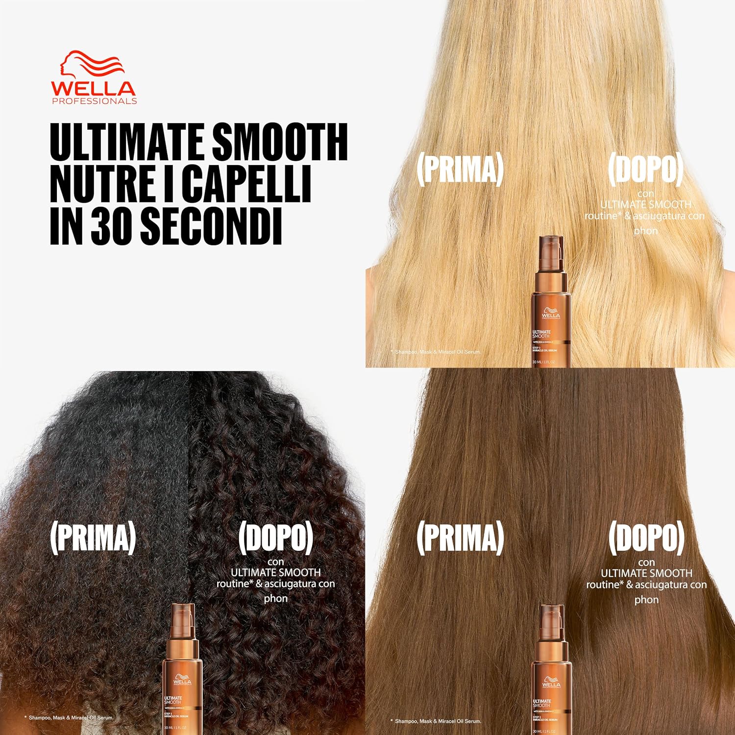 Detalle de Wella Professionals Ultimate Smooth Shampoo – Idratante con Squalano e Omega 9 per Capelli Secchi e Crespi (1L)