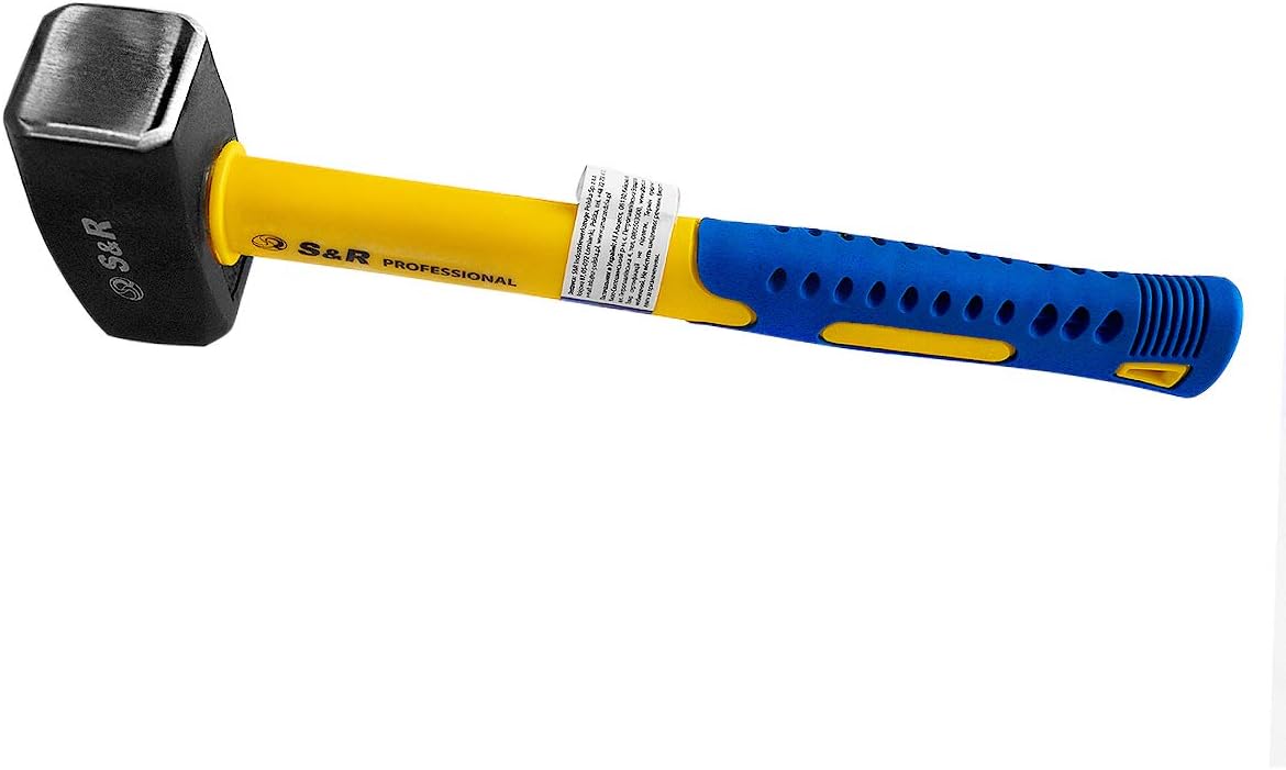 Thumbnail 1 de S&R Mazzetta da Muratore 2 kg – Testina in Acciaio Forgiato C50, manico in fibra di vetro antivibrazione