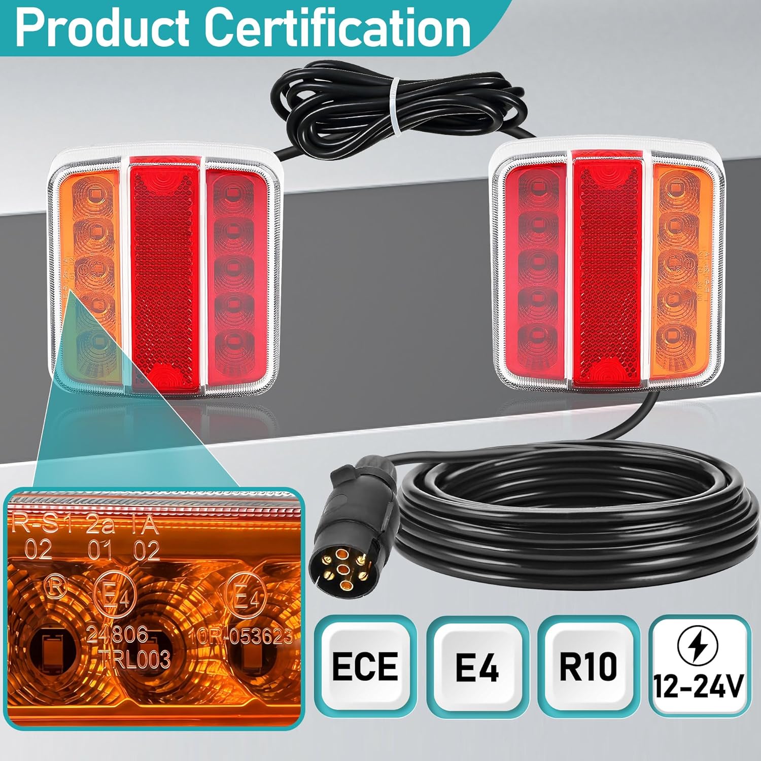 Detalle de DARKGUARD Magnetic Led Trailer Lights with Cable 7.5m & 7 Pin Trailer Plug