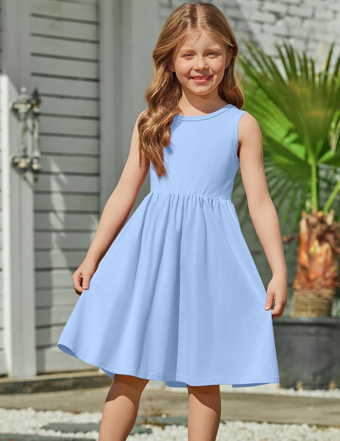 Detalle de Robe sans manches pour fille Arshiner (3 à 14 ans) avec nœud au dos