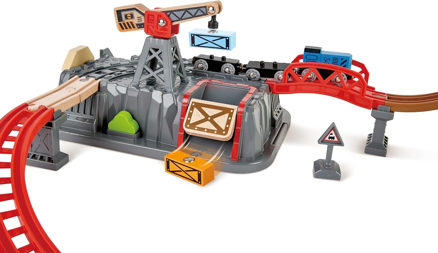 Detalle de Hape Eisenbahn-Baukasten-Set mit Lagerbox, GĂŒterzug đ