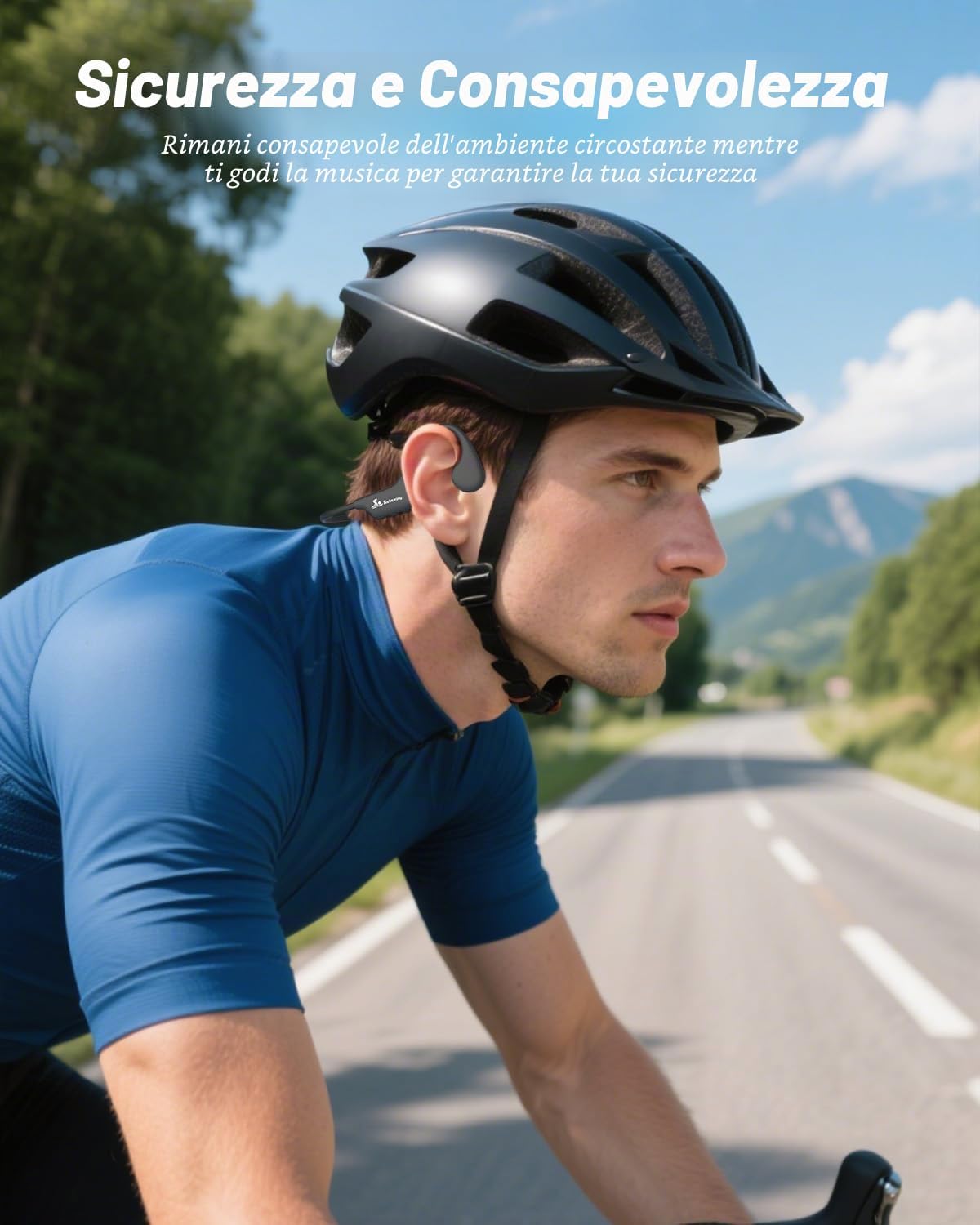 Detalle de ANSTEN Cuffie a conduzione ossea per nuoto Bluetooth 5.4 con MP3 8GB e grado IPX8