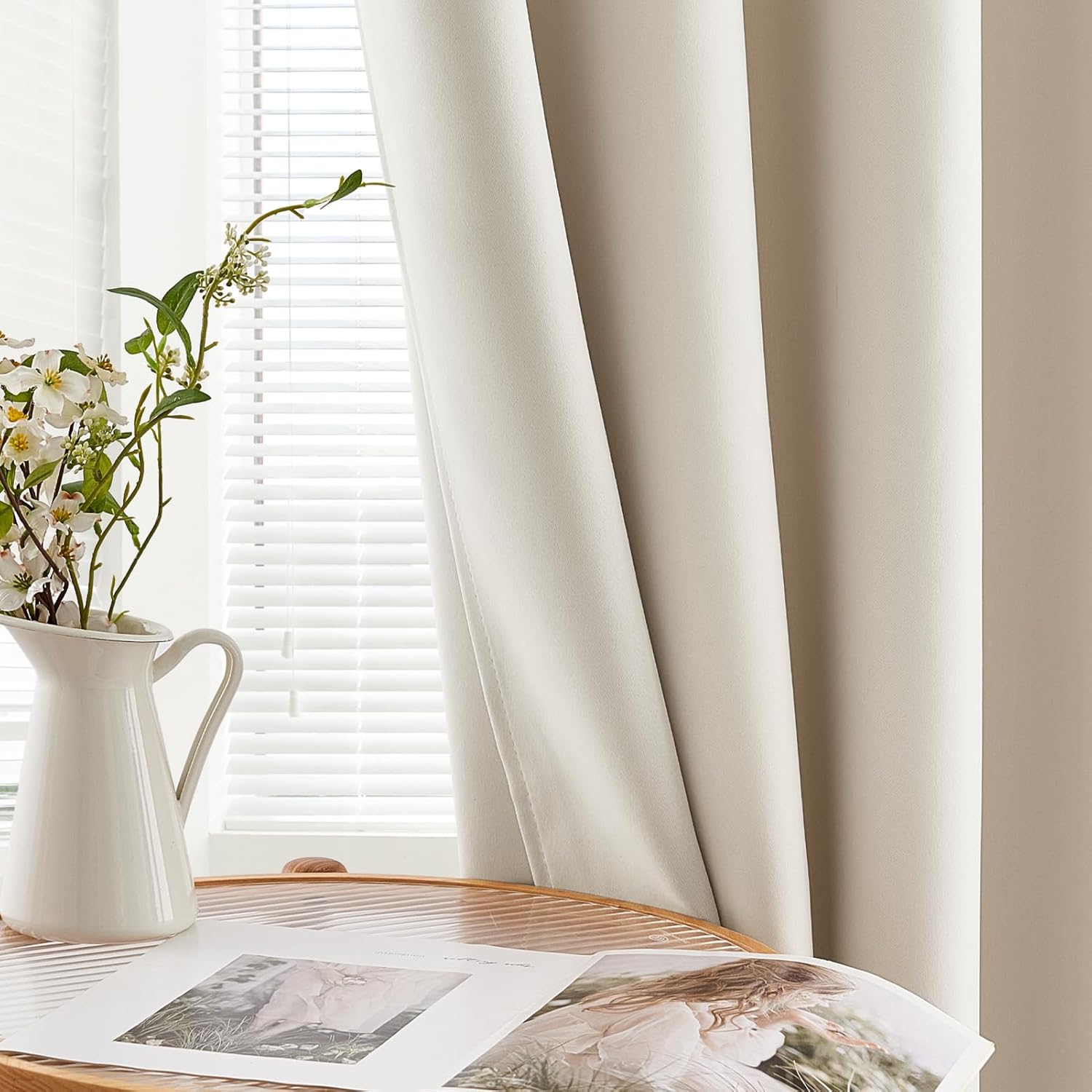 Thumbnail 2 de MRTREES Cortinas Semiopacas Térmicas Beige Claro 🏡 2 Piezas