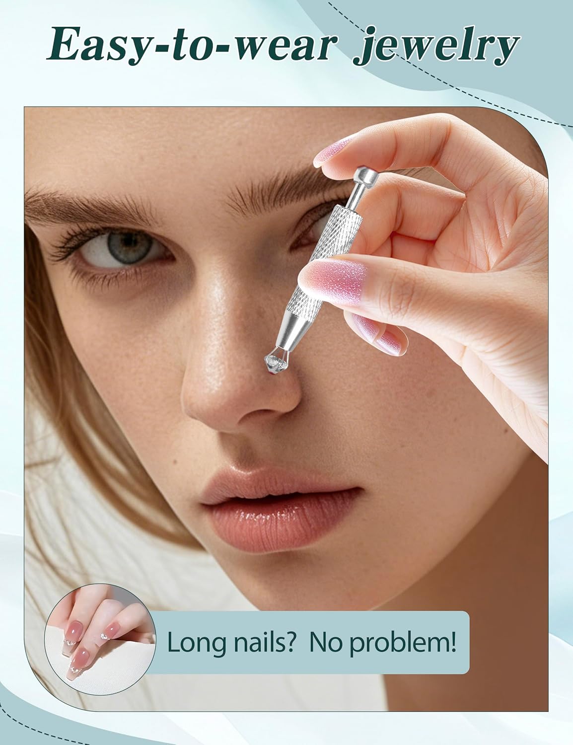 Detalle de Kit de piercing MACACHII (14G, 16G, 18G) : pince, aiguilles coniques et outil ouvre-boule