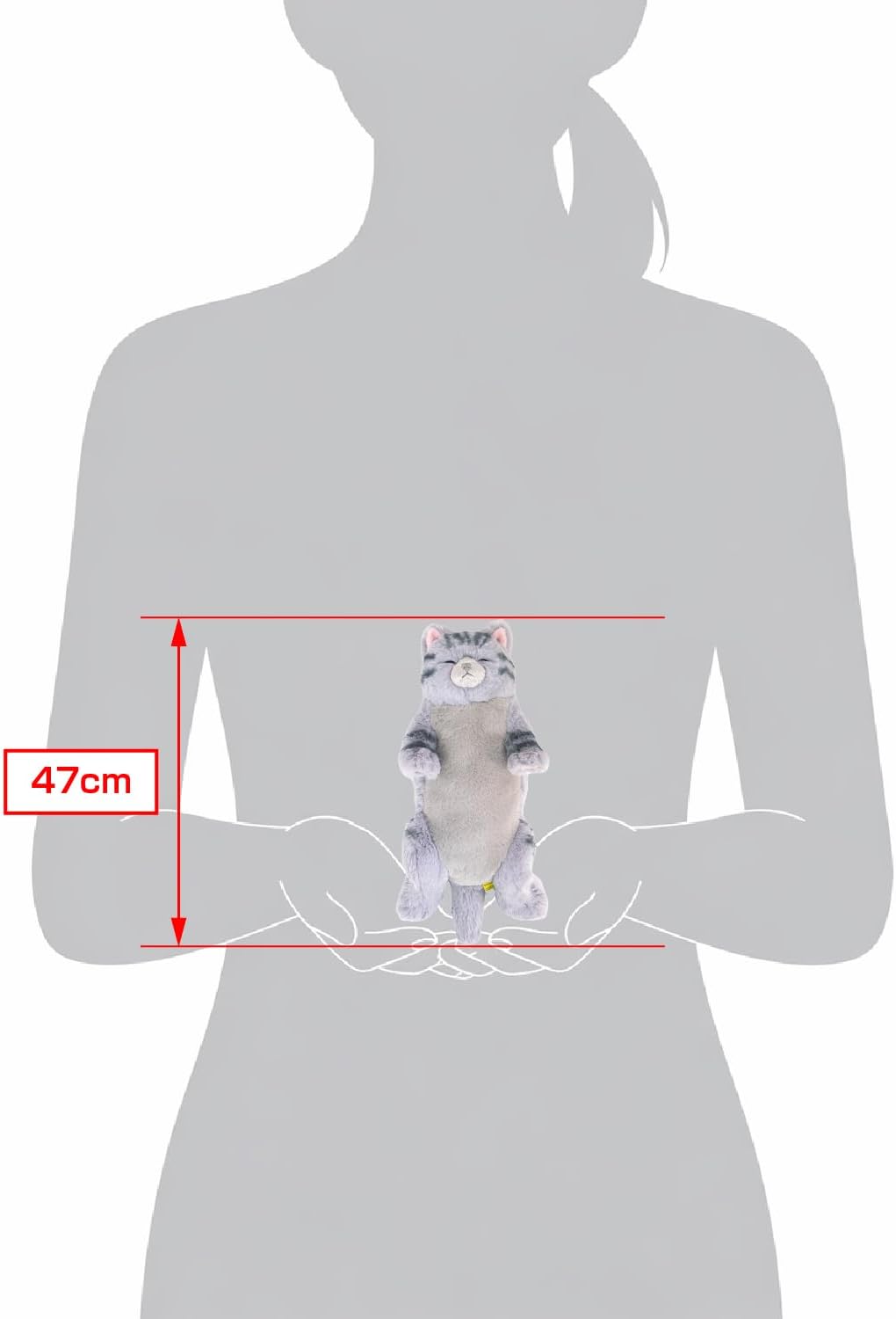Thumbnail 2 de サンレモン P-8222 ひざねこ すやすや サバシロ ぬいぐるみ 21×14×47cm