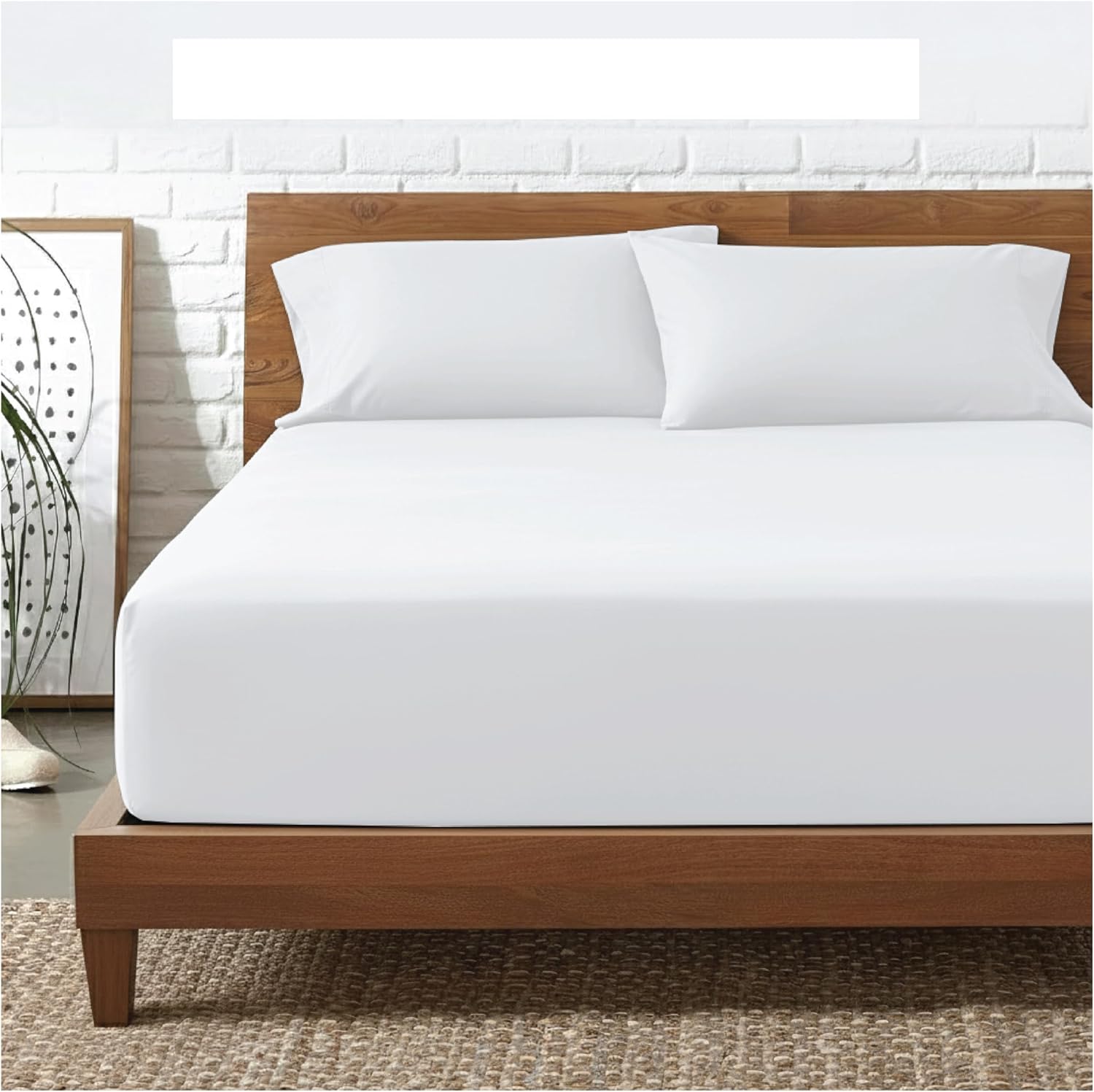 Detalle de Funky Gadgets Deep Fitted Sheet, King Size (White) – 100% Egyptian Cotton, 300 Thread Count