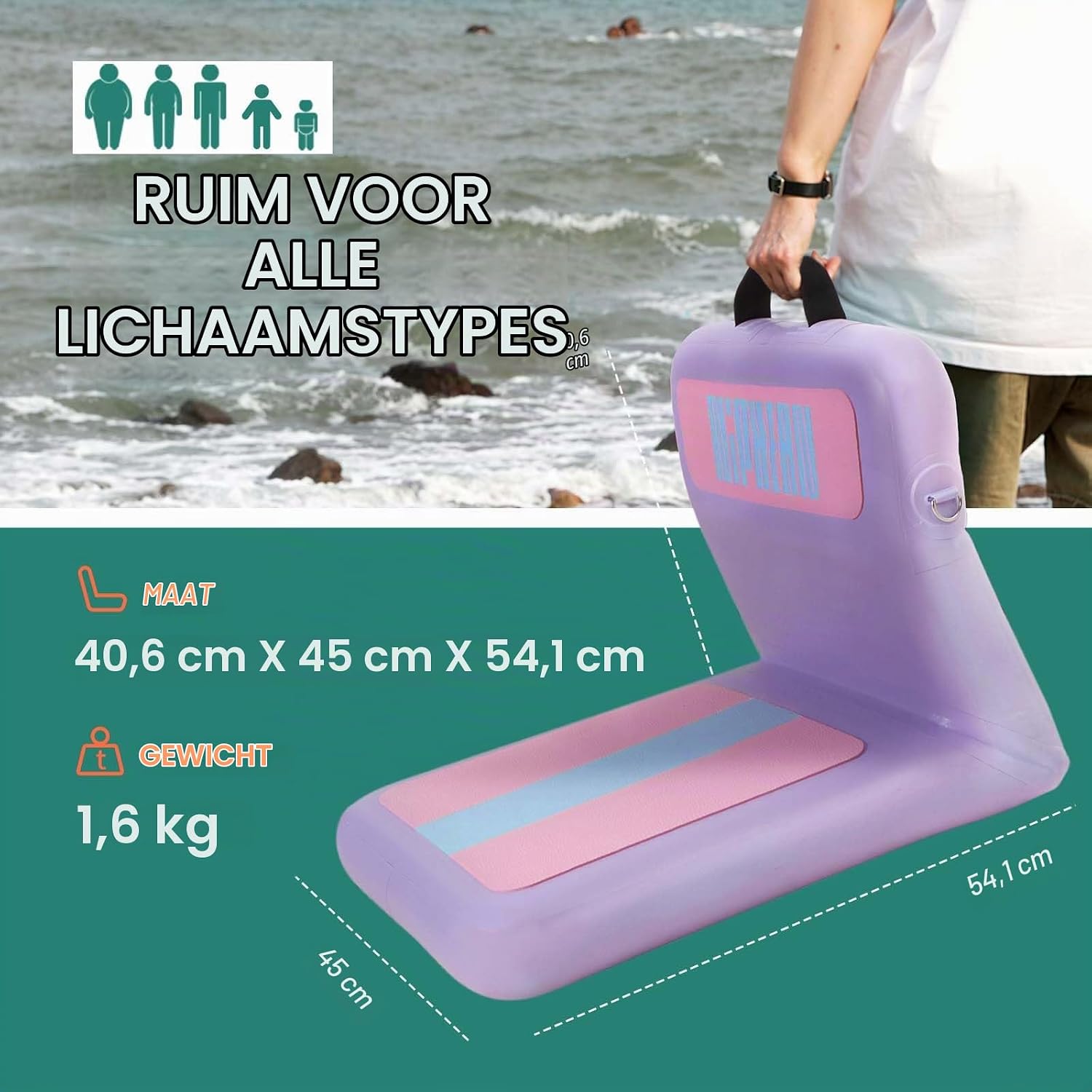 Detalle 2 de Niphean NPSUPSEAT-B011 opblaasbare SUP-stoel met rugleuning van PVC
