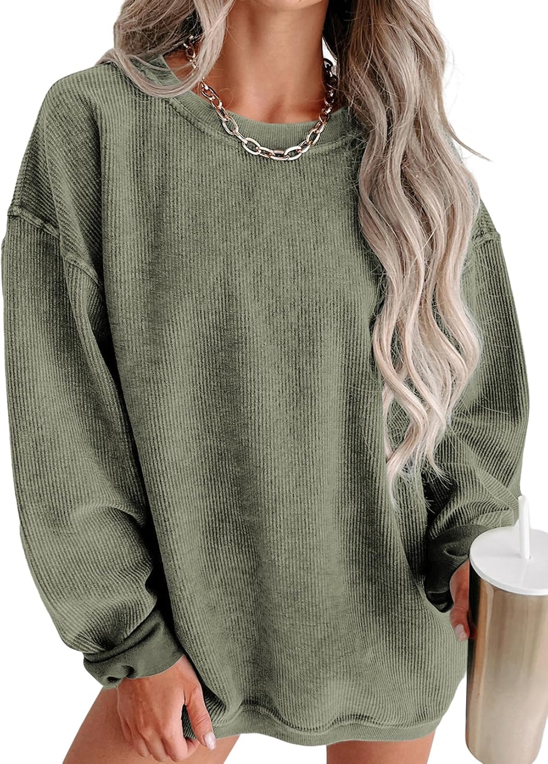 Detalle 1 de SHEWIN Women's Oversized Sweatshirt, Corduroy