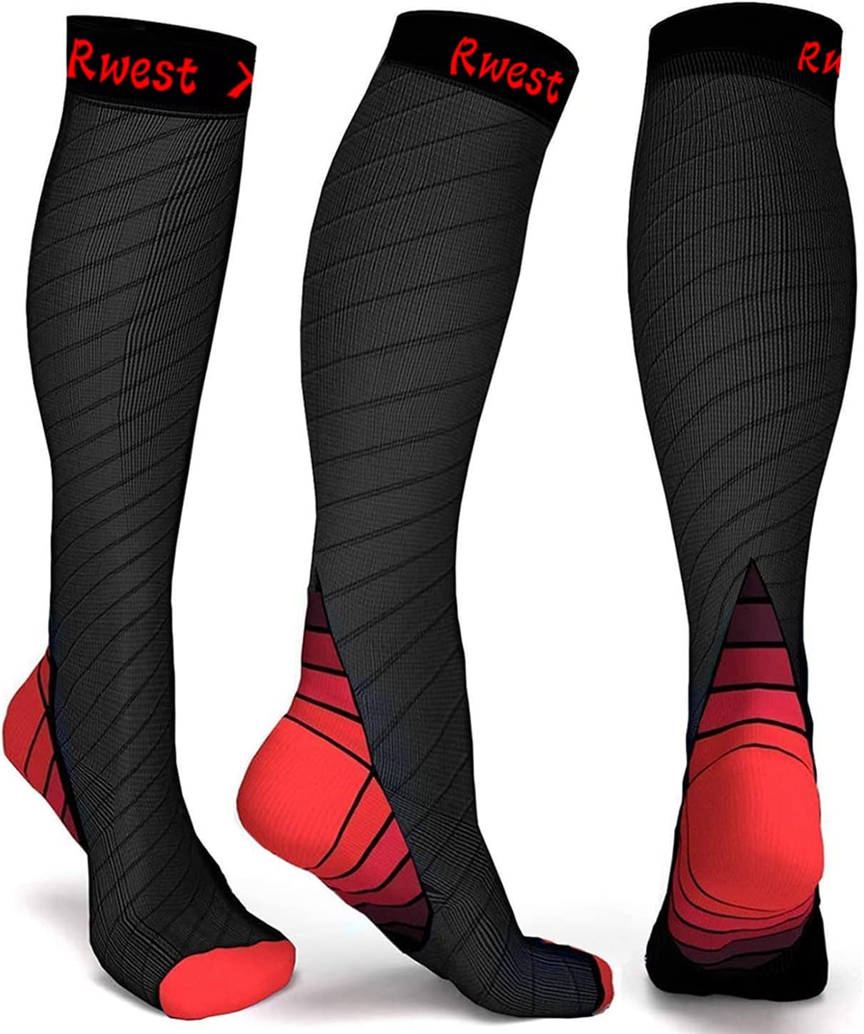 Detalle de Rwest X Calze Compressione Graduata Donna e Uomo per Sport e Giornate Prolungate