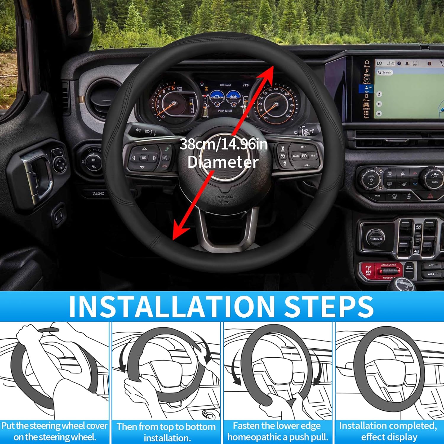 Detalle de GLOSKIN coprivolante auto in cuoio (37-38 cm), antiscivolo universale nero
