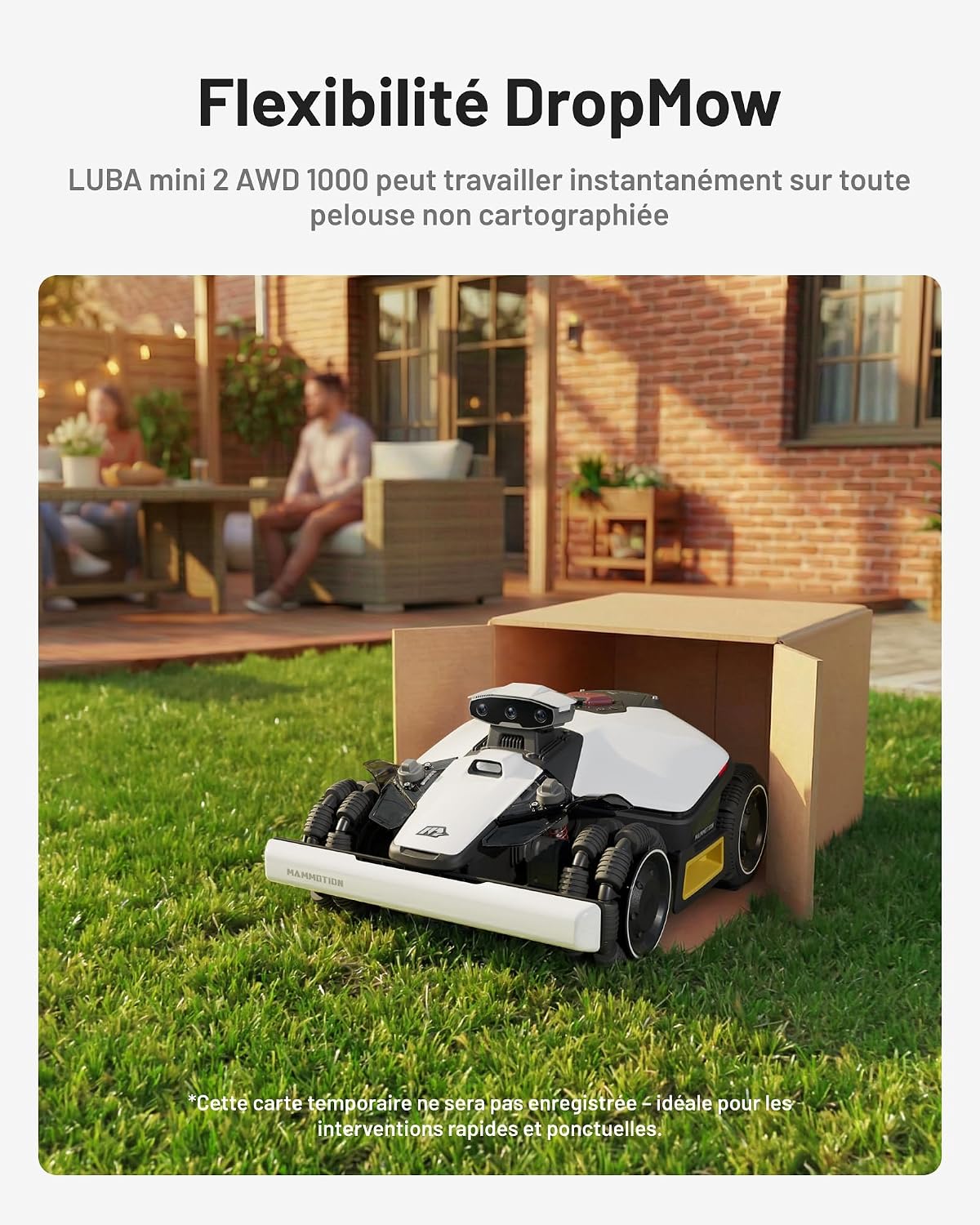 Detalle 2 de MAMMOTION LUBA Mini 2 AWD 1000 : robot tondeuse avec cartographie IA et vision par caméra