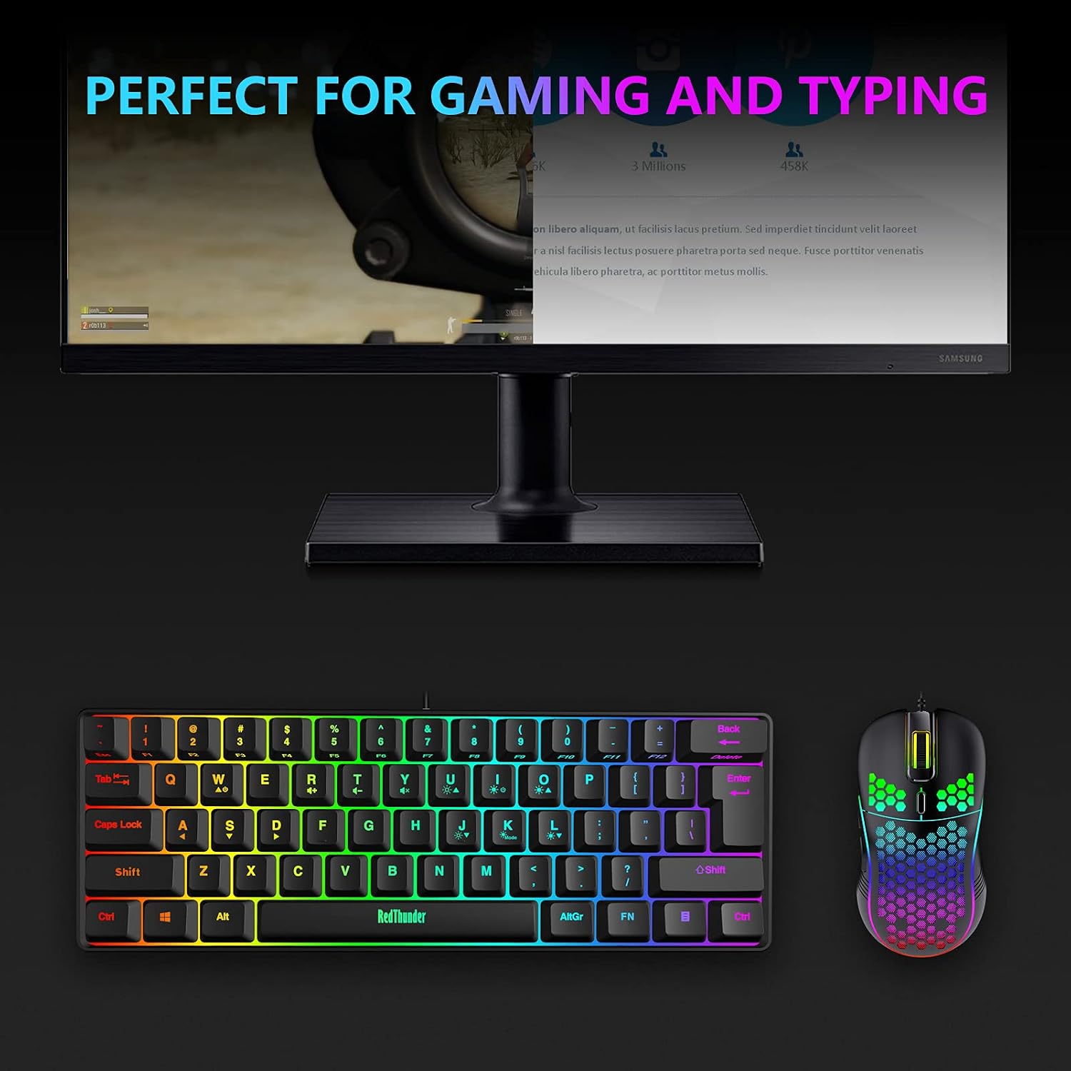 Detalle 2 de RedThunder 60% ensemble gamer AZERTY 62 touches