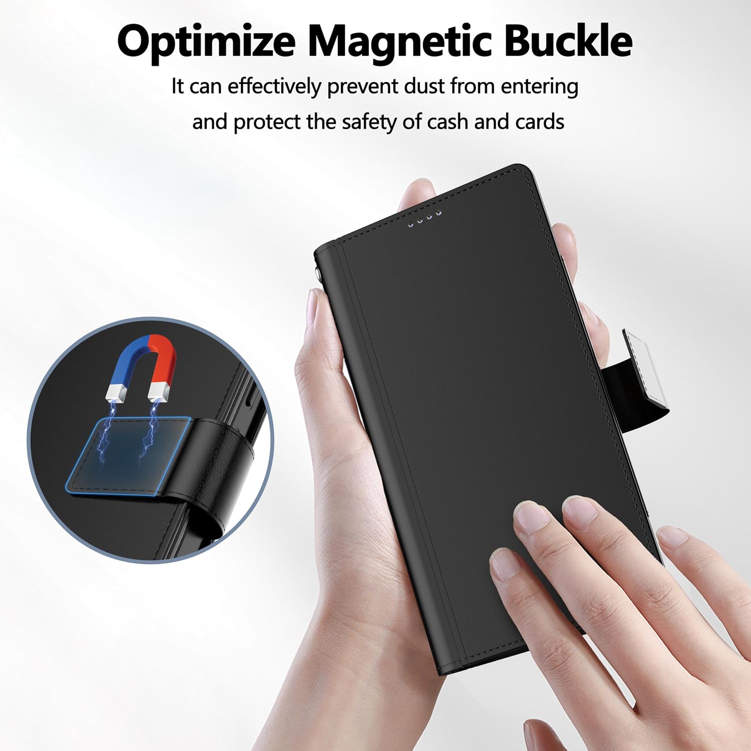 Detalle 2 de Pollachi Coque pour Xiaomi Redmi Note 15 Pro avec portefeuille 9 cartes et écran en verre trempé – Noir
