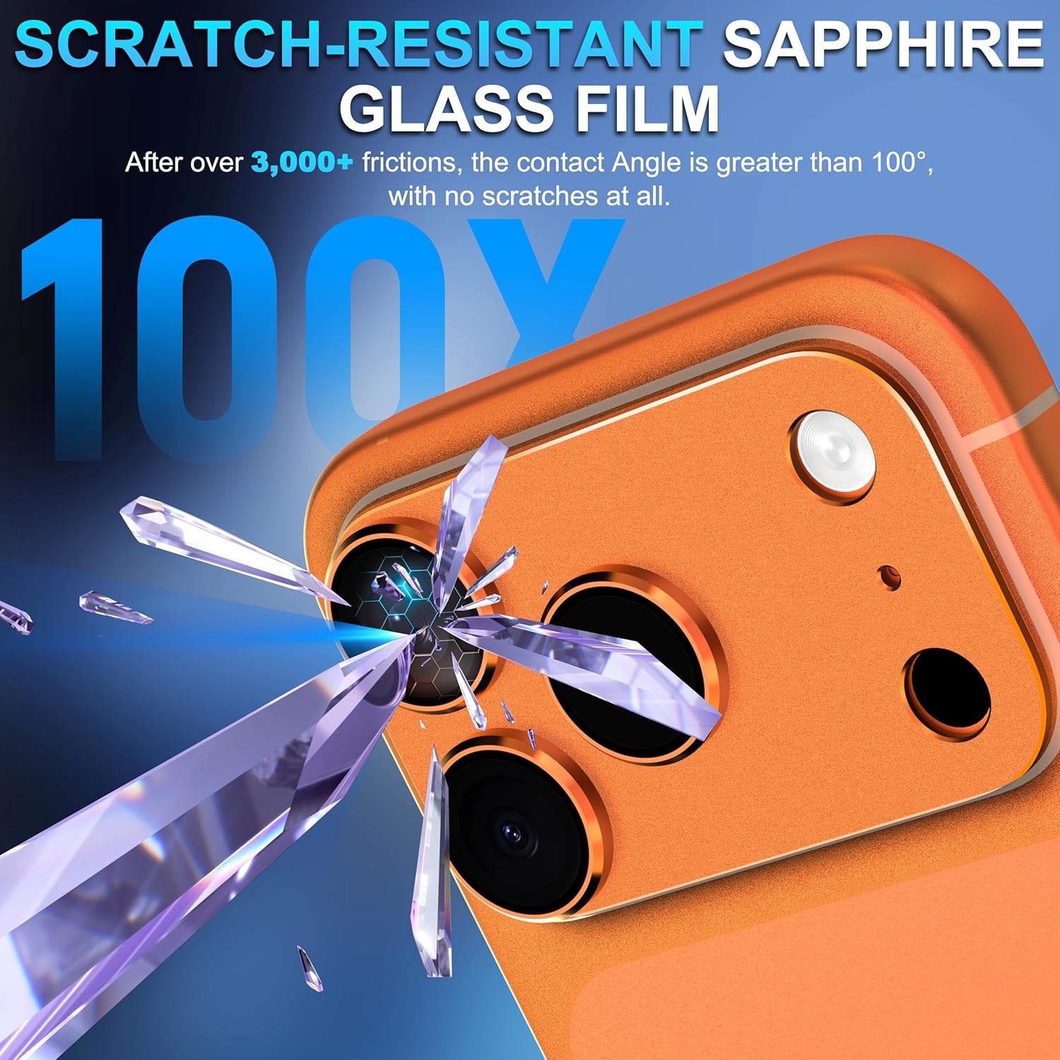 Thumbnail 4 de Suoman iPhone 17 Pro Max Camera Lens Protector — All-in-One Frosted Metal Frame, Strong Adhesion, Tempered Glass, Orange