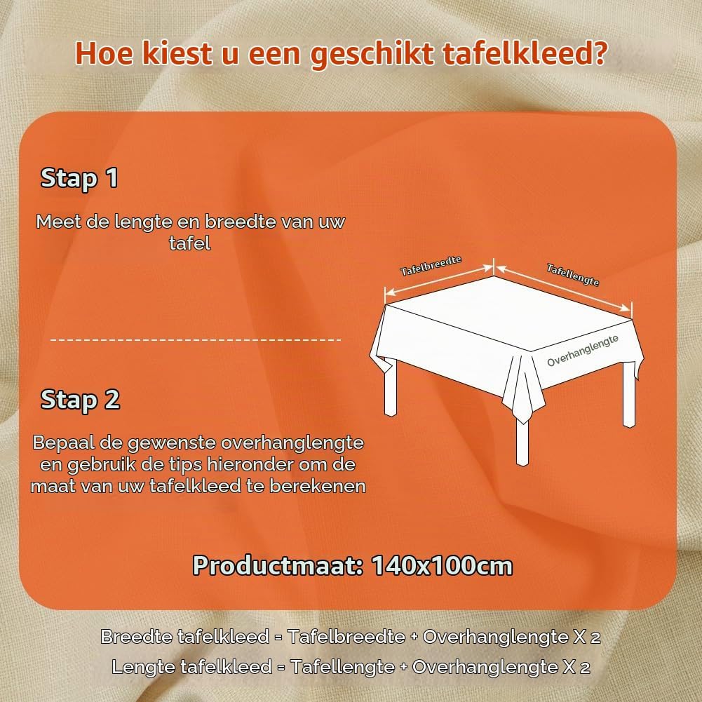 Thumbnail 5 de AUAUY beige tafelkleed 140 x 100 cm, waterdicht met linnenlook