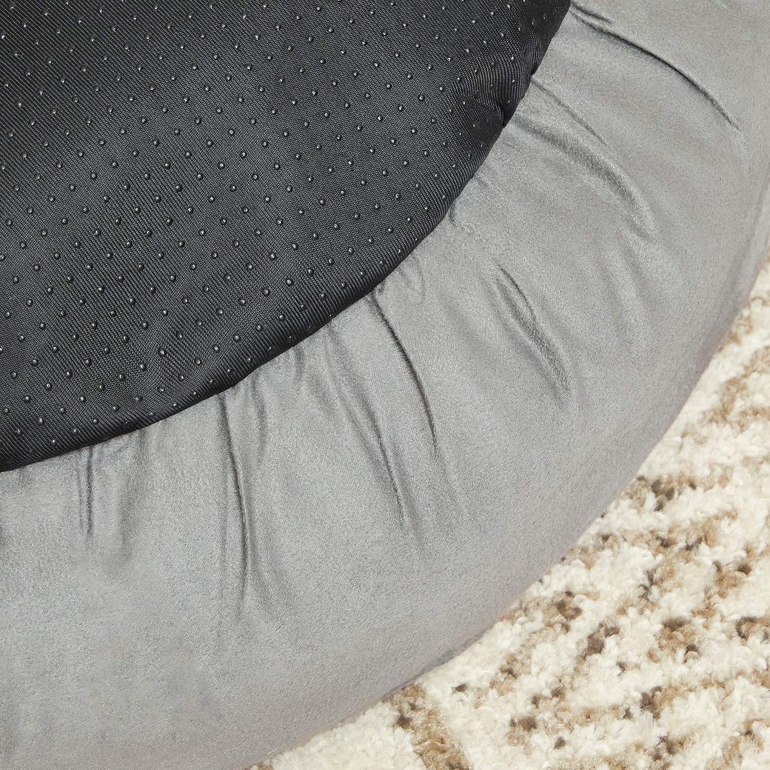 Detalle 2 de FEANDREA Dog Bed, Doughnut Cat Bed, Round, 50 cm Dia., Light Grey