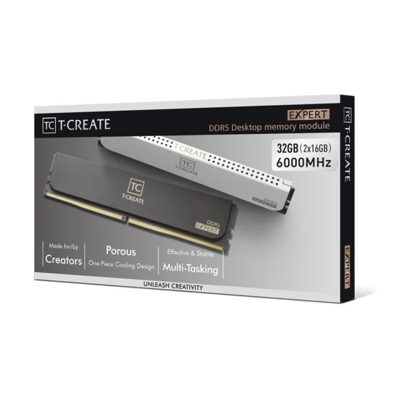 Detalle de Memoria RAM Team Group T-Create Expert DDR5 6000MHz 32GB (2x16GB) CL38 – AMD EXPO e Intel XMP