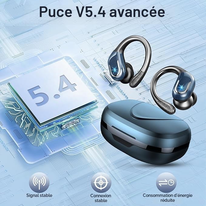 Detalle de Rulefiss draadloze sportoordopjes met oorhaken, Bluetooth 5.4 en ENC