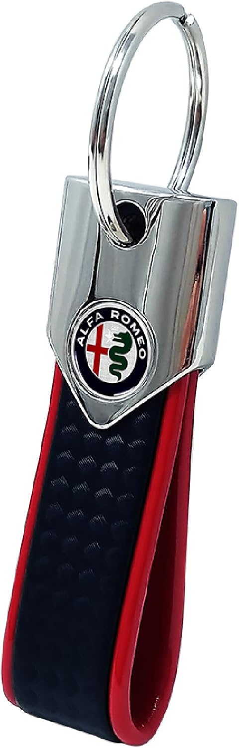 Detalle de Elite Alfisti Schlüsselanhänger Carbon Silber mit Alfa Logo – 4R Quattroer.it