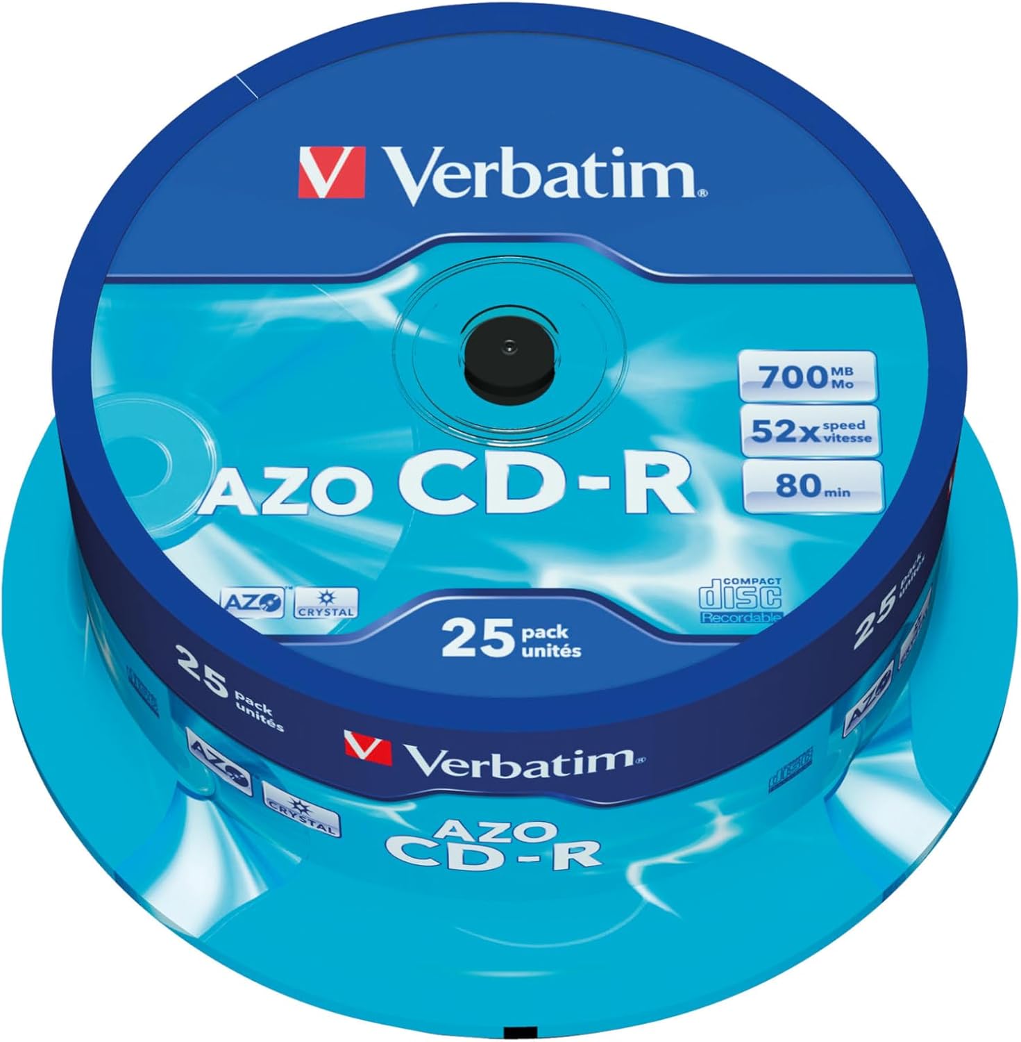 Detalle de Verbatim 2330524 AZO CD-R, 700 MB, 52x och bred utskrivbar yta, 25-pack