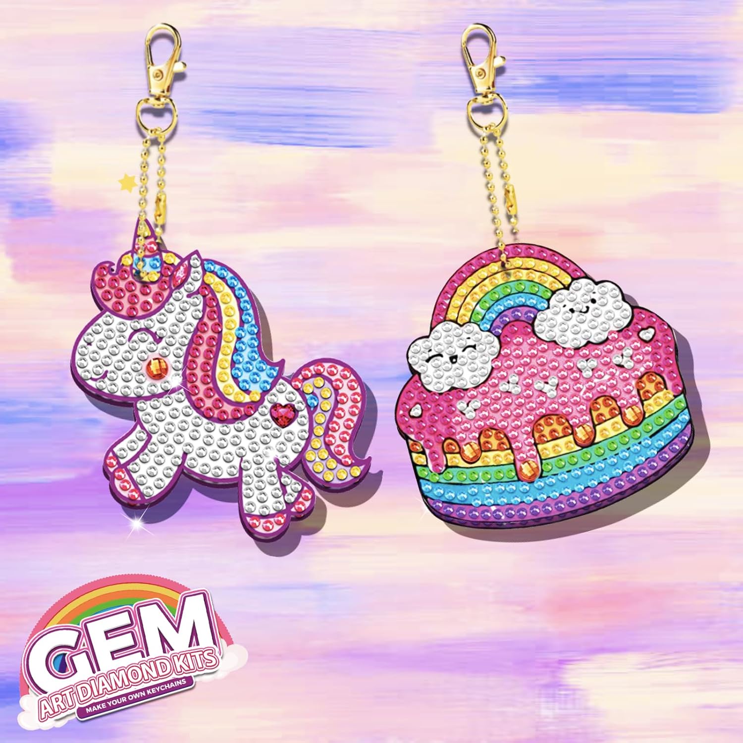Thumbnail 3 de ORIENTAL CHERRY Girls Gem Keychains Diamond Art Kit (5D) – Make Your Own GEM Keychains