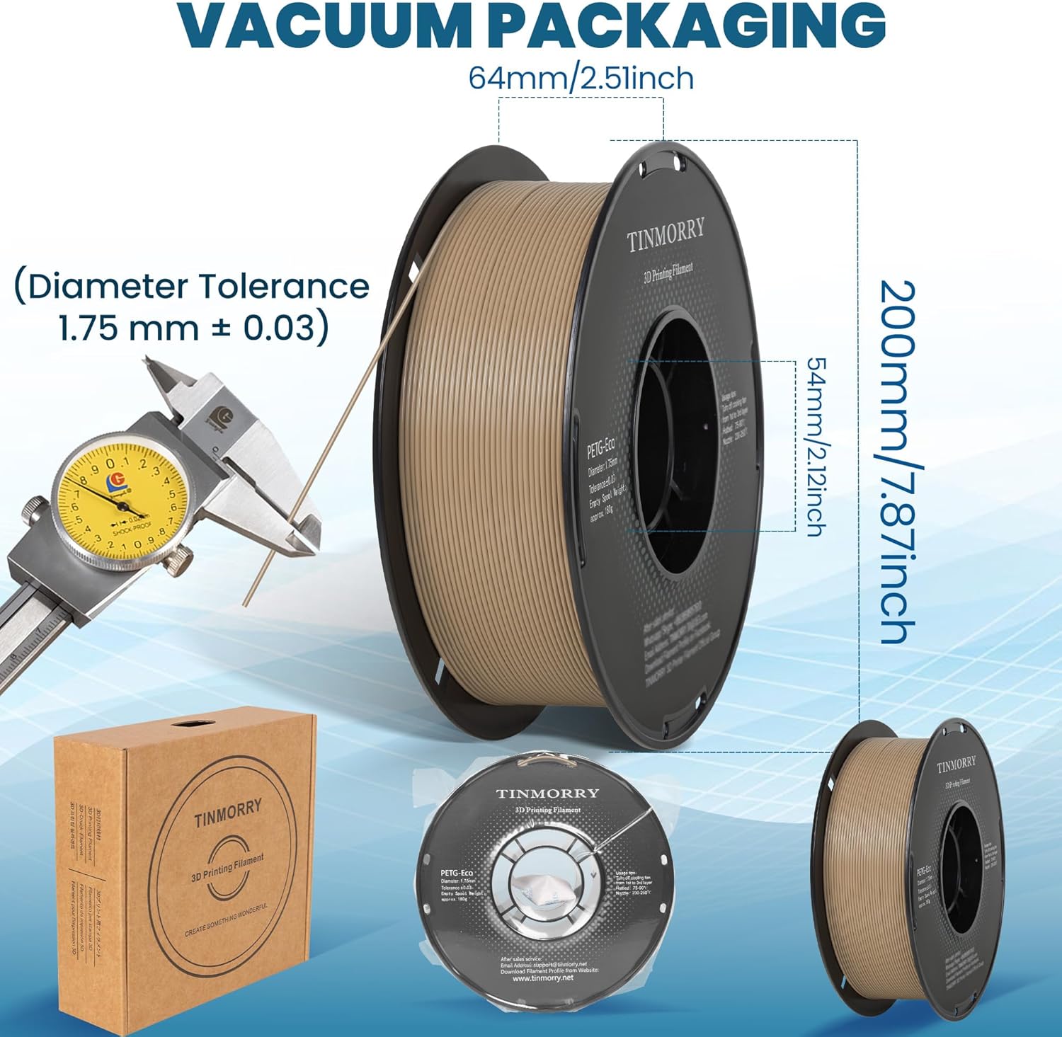 Thumbnail 1 de TINMORRY Rapid PETG-Eco PETG Filament 1,75 mm, Apricot (1 kg) – für viele FDM-Drucker kompatibel