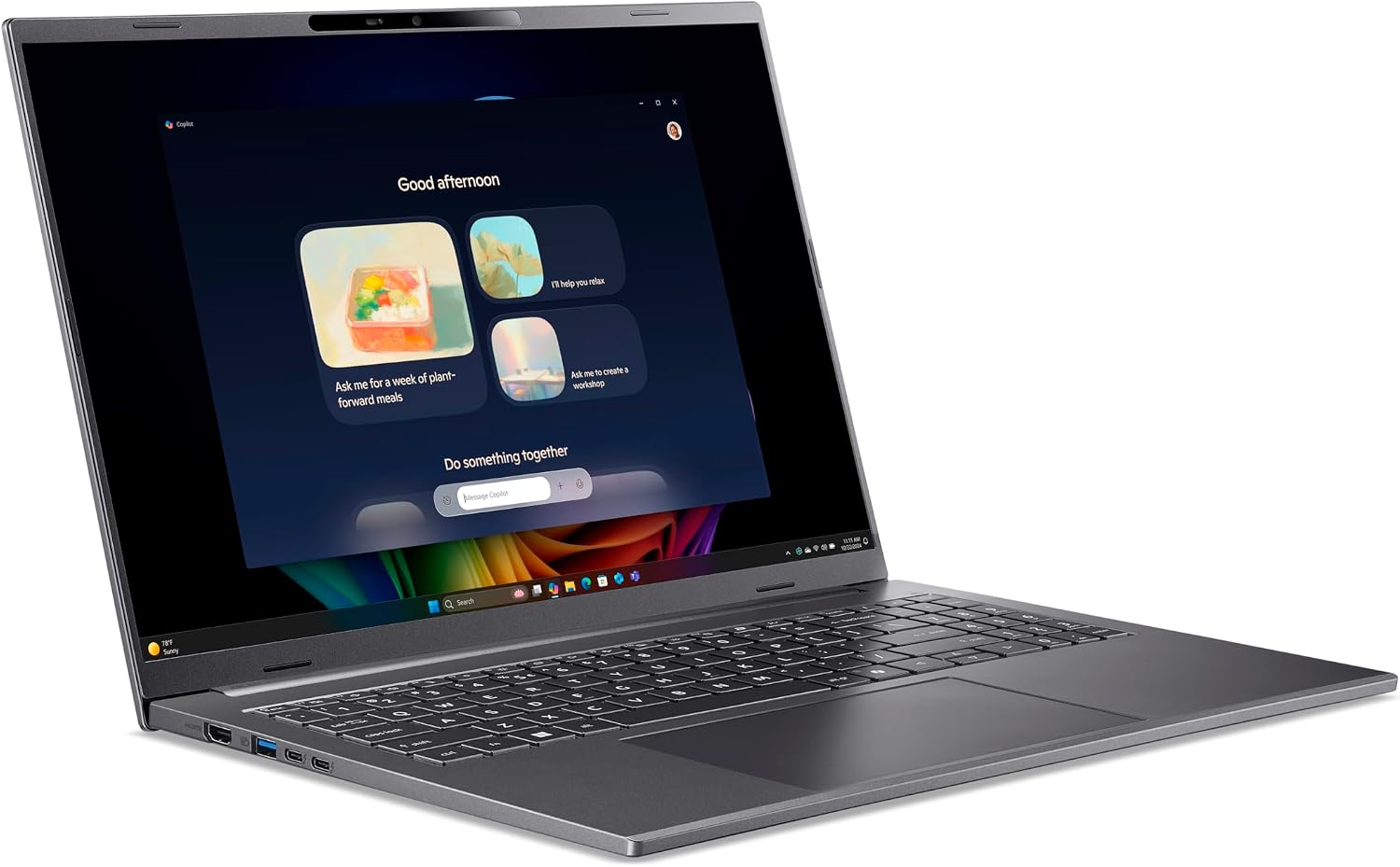 Detalle de Acer Aspire 16 AI A16-52M Copilot+ laptop (Core Ultra 7, 16GB RAM, 1TB SSD) with 16in WUXGA+ OLED