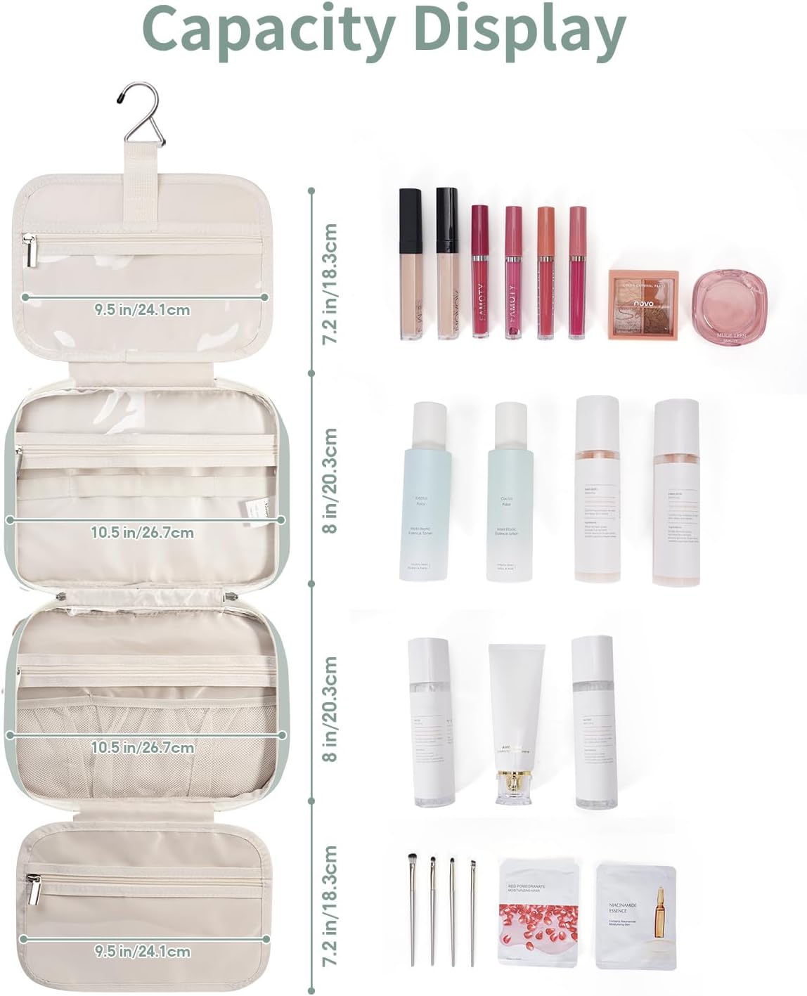 Detalle de Narwey Hanging Travel Toiletry Bag 26x20.3x14cm