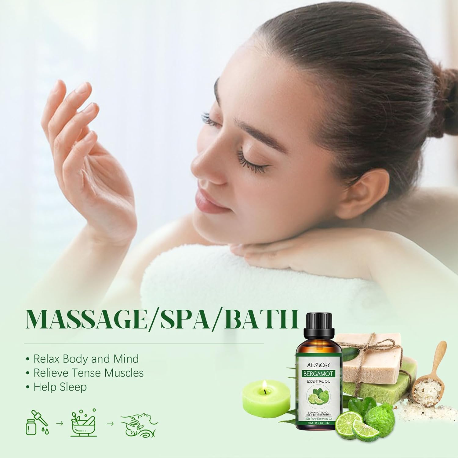 Thumbnail 4 de AESHORY Bergamotte ätherisches Öl (50 ml) – Duftöl für Diffuser, Aromatherapie, Pflege & Massage