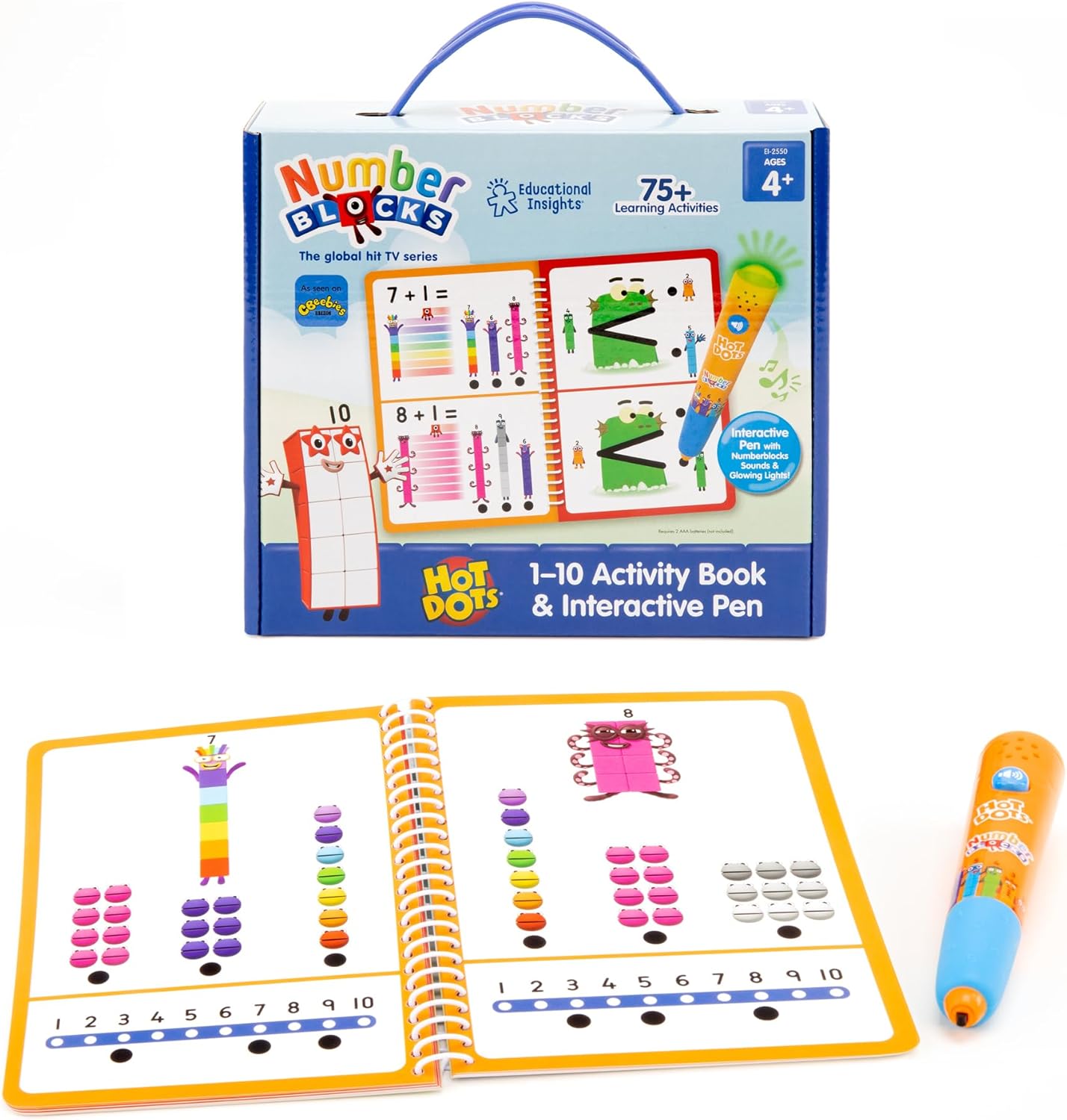 Detalle de Learning Resources Hot Dots Numberblocks 1–10 Activity Book & Interactive Pen