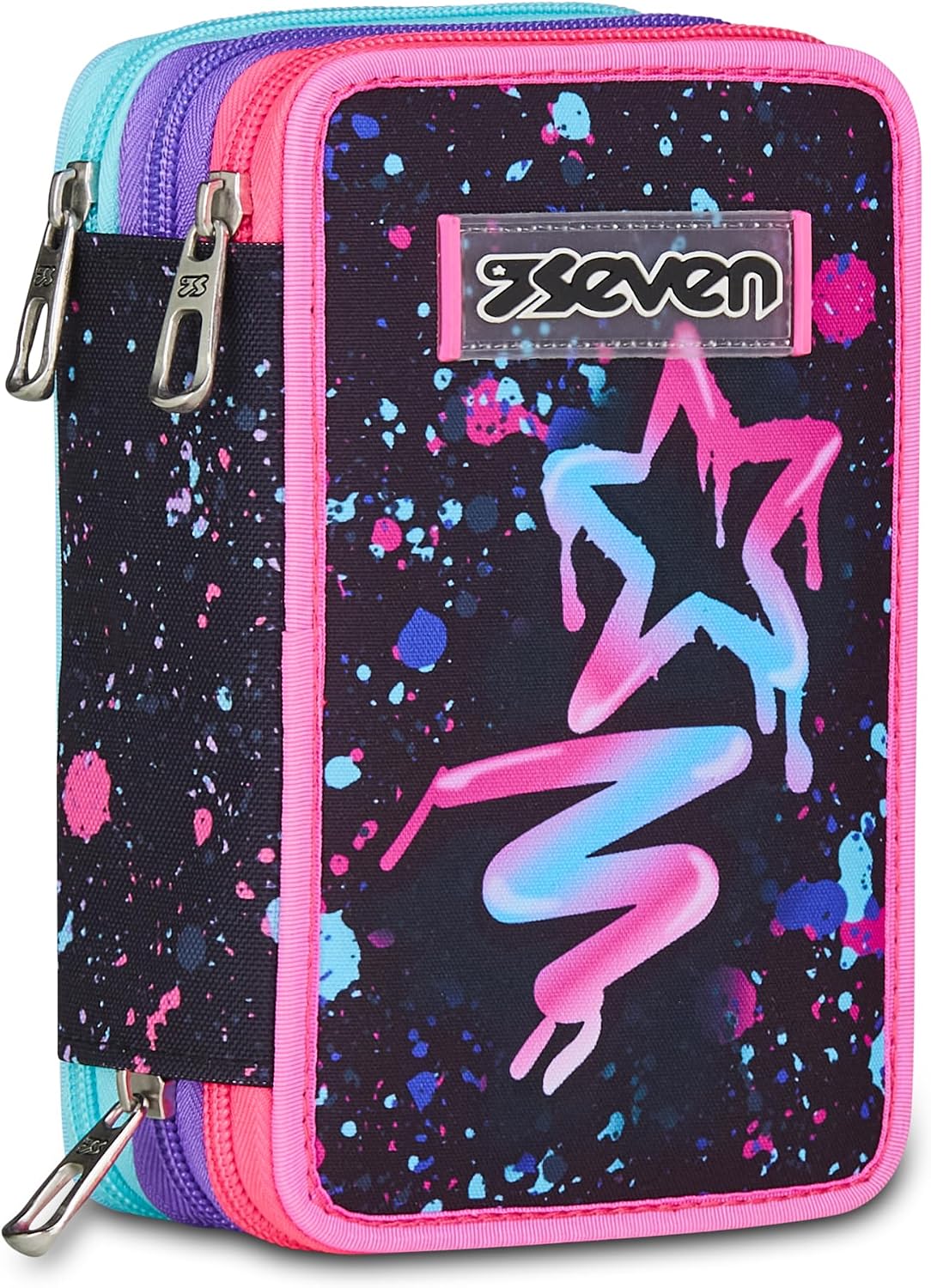 Detalle de Seven Astuccio 3 scomparti rosa con triplo comparto e set da 44 pezzi
