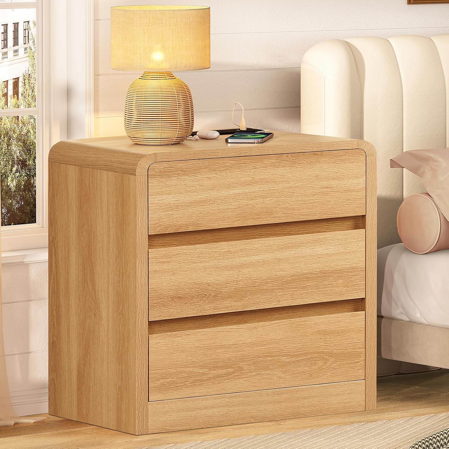Detalle de TEENFON Nightstand Set with 3 Drawers