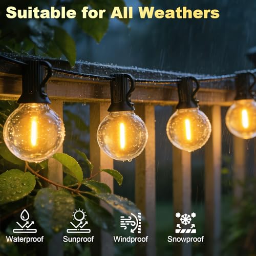 Detalle 2 de Guirnalda Luces Exterior 30M de BokiHuk: regulable, impermeable y con mando (50+2 bombillas) para terraza y eventos