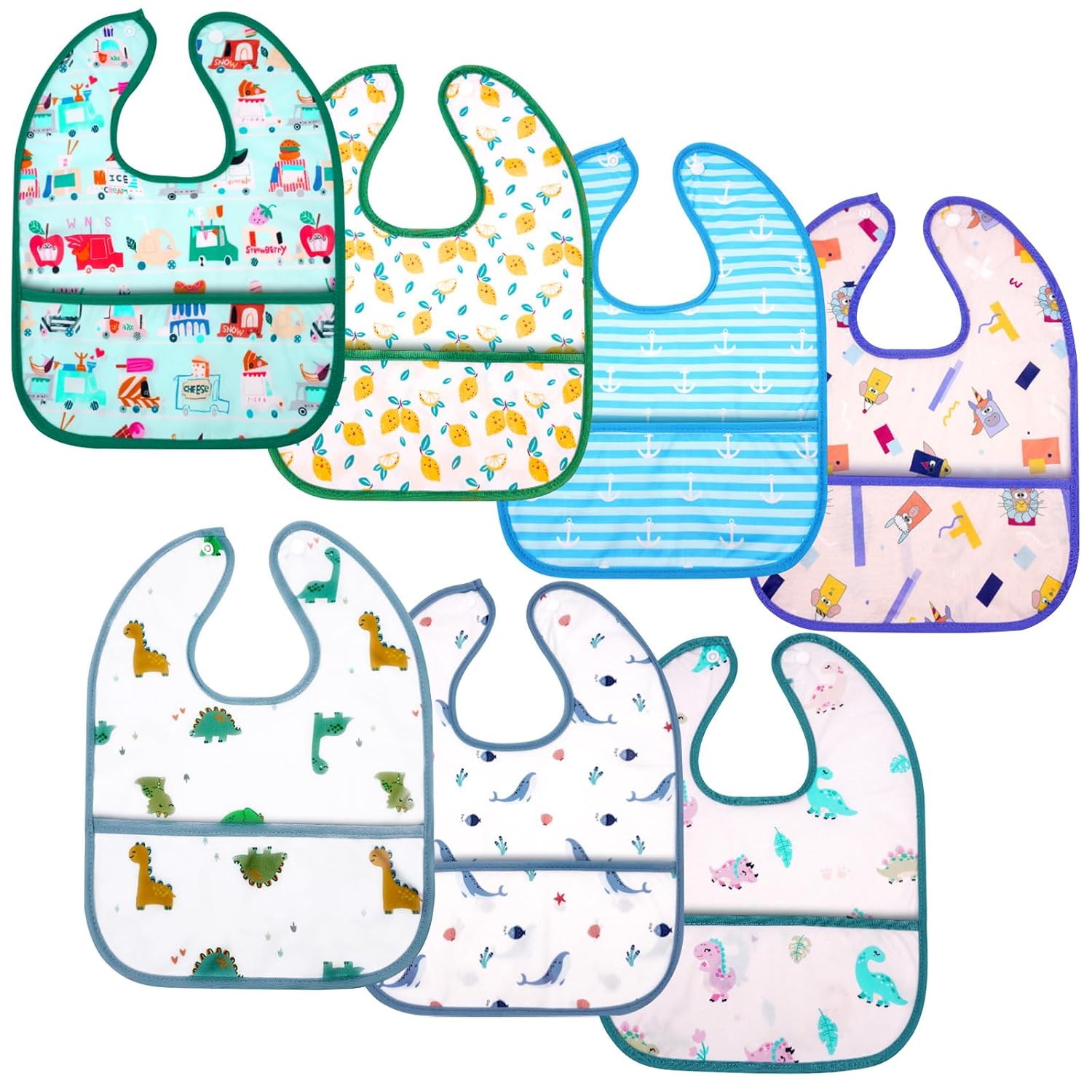 Detalle de Aolso Lätzchen Baby Wasserdicht – 7er-Set Bandana-Lätzchen mit Großtasche, waschbar