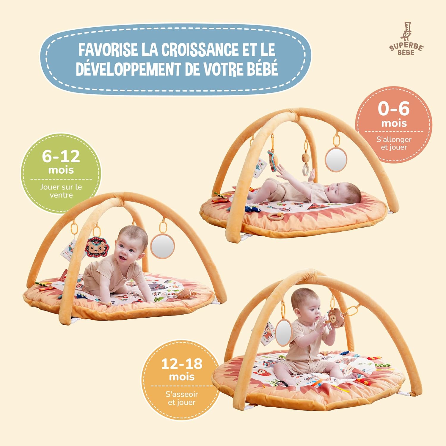 Thumbnail 4 de Superbe Bebe - Tapis d'Éveil Montessori 0-12 Mois avec Arches Circle Little Jungle